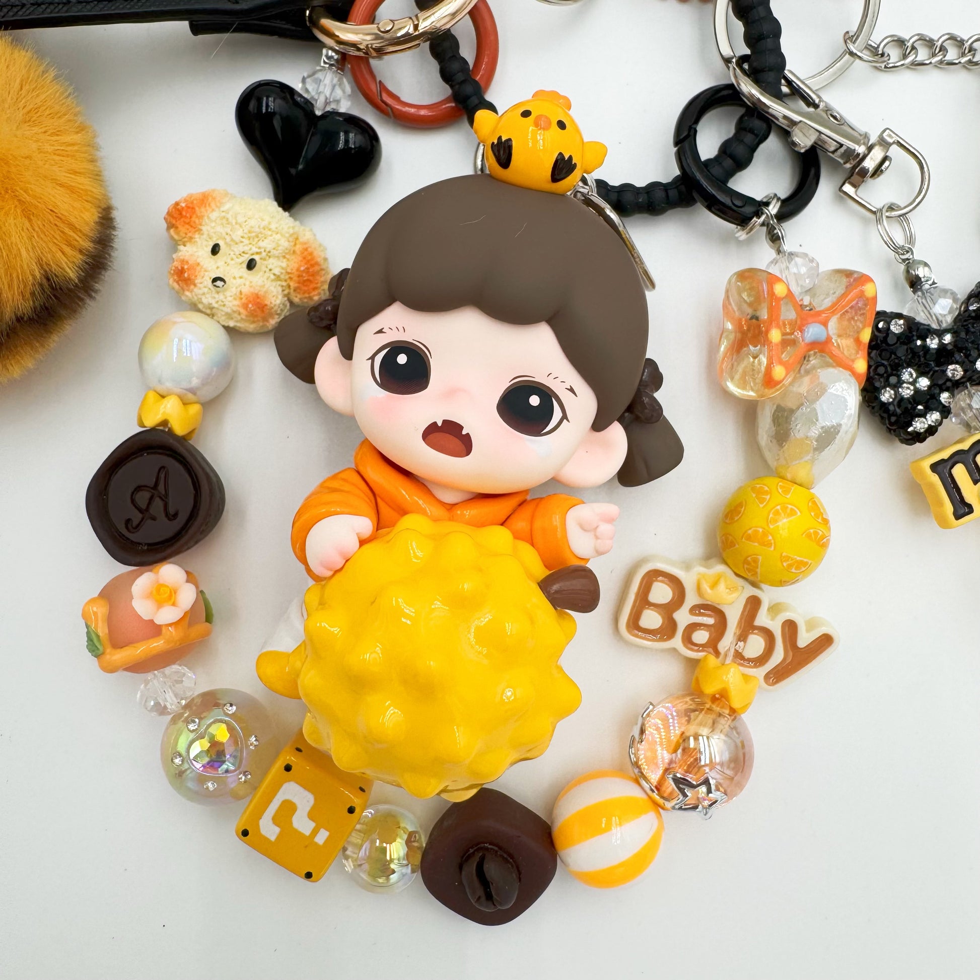 Authentic TNT TSPACE Zoraa beaded bag charm and keychain rhinestone accents