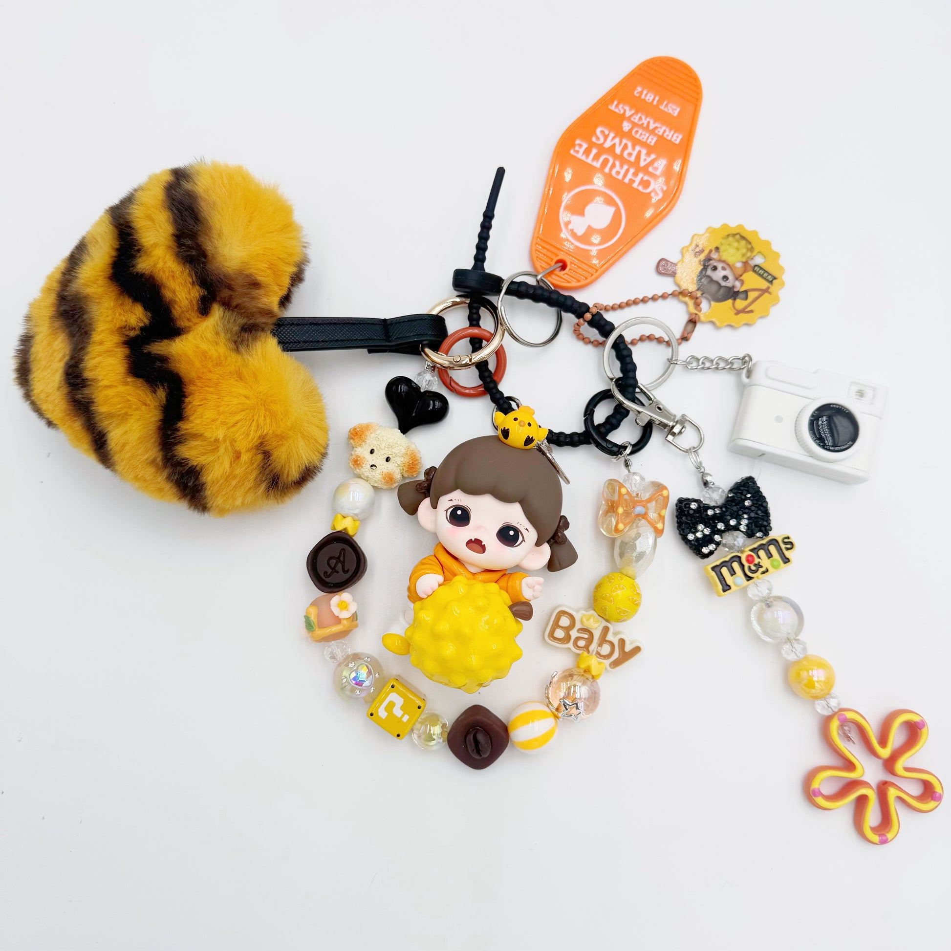 Authentic TNT TSPACE Zoraa beaded bag charm and keychain rhinestone accents