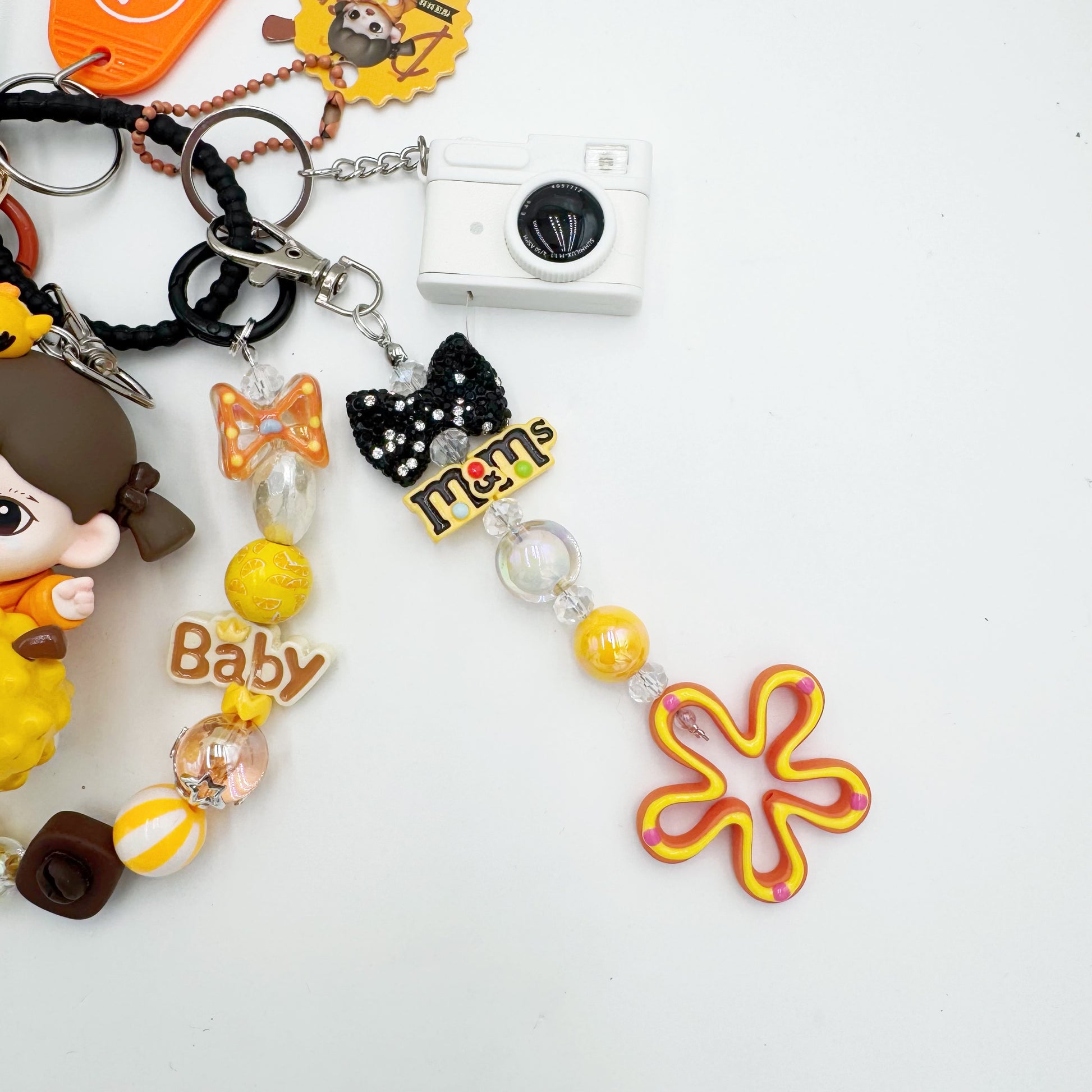Authentic TNT TSPACE Zoraa beaded bag charm and keychain rhinestone accents