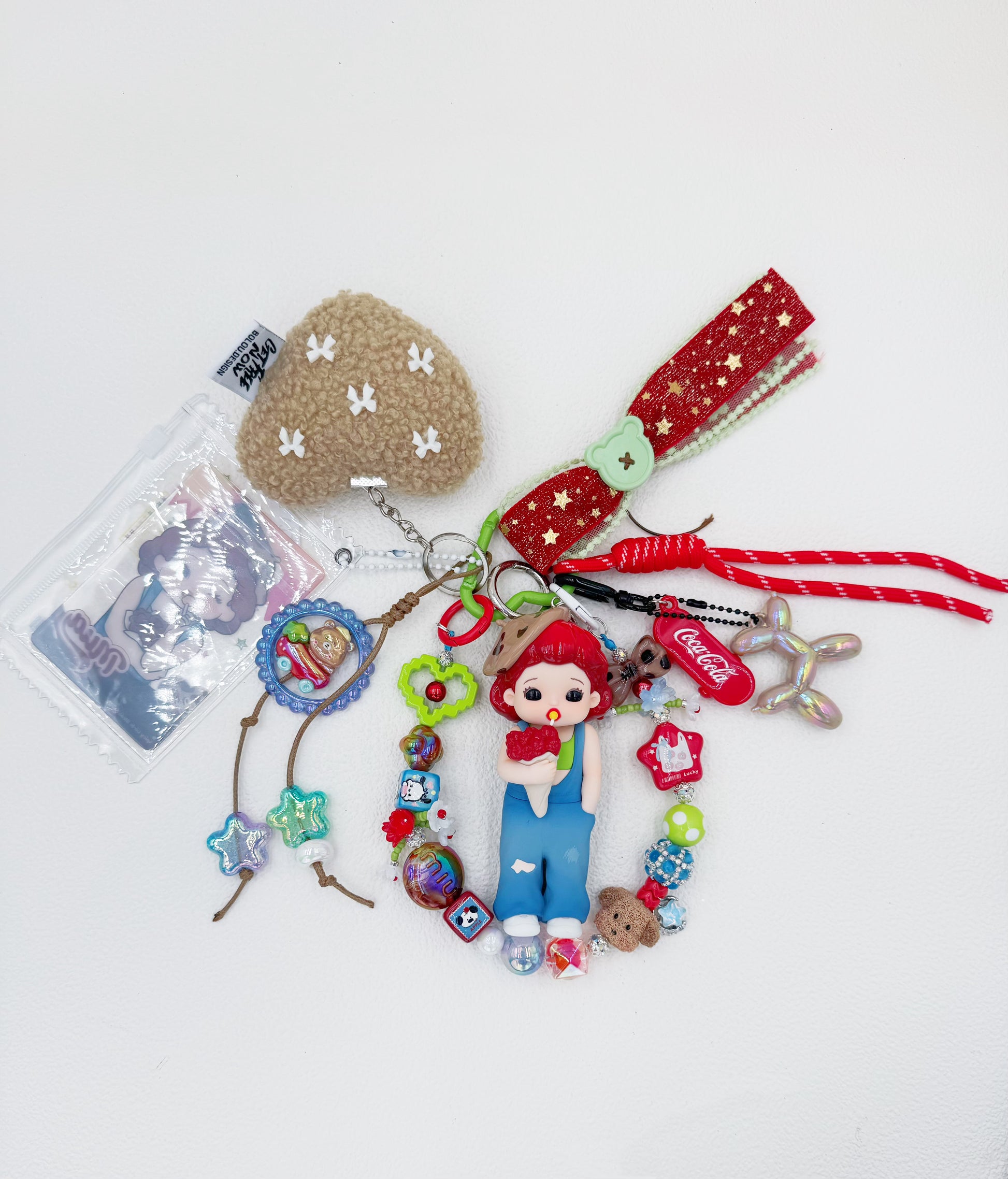 Handmade Authentic Hot Girl beaded bag charm and keychain rhinestone accents