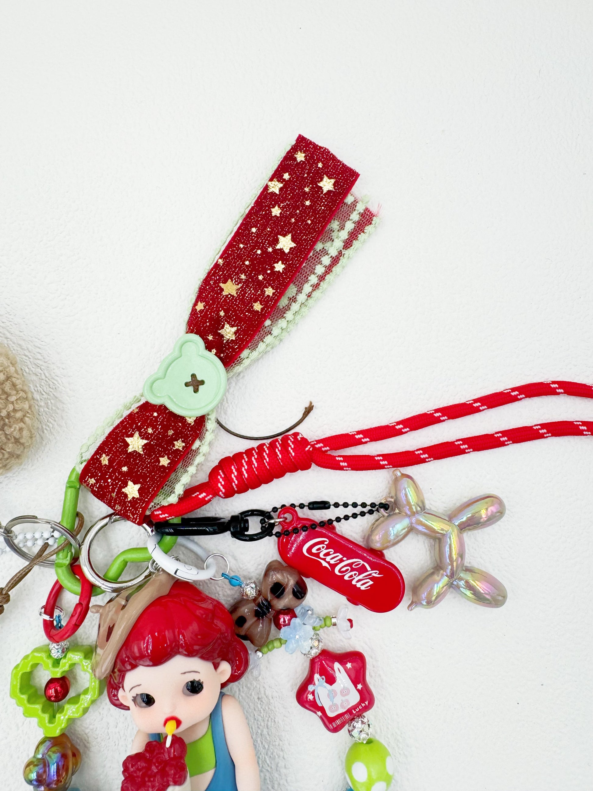 Handmade Authentic Hot Girl beaded bag charm and keychain rhinestone accents