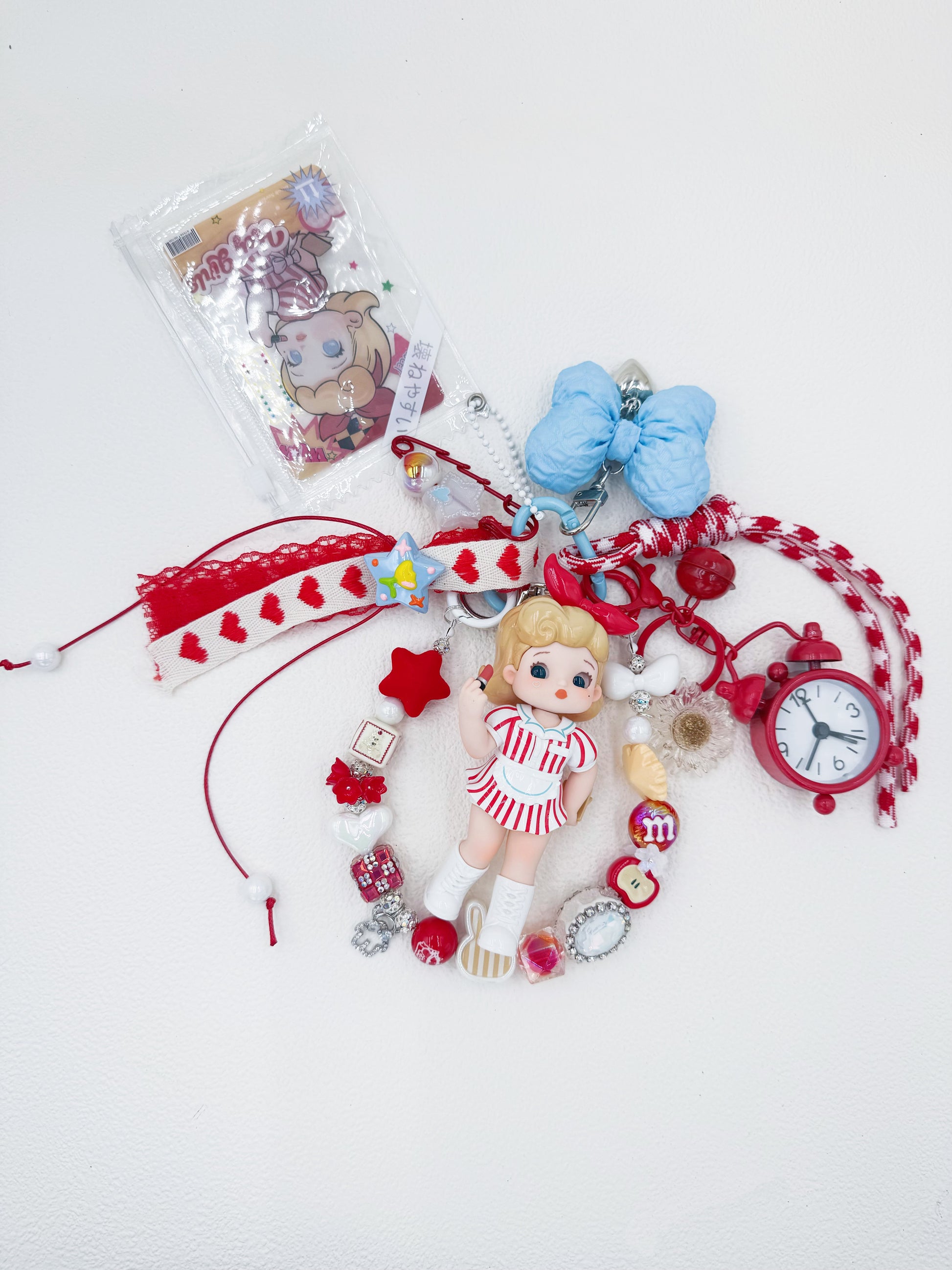 Handmade Authentic Hot Gril beaded bag charm and keychain rhinestone accents