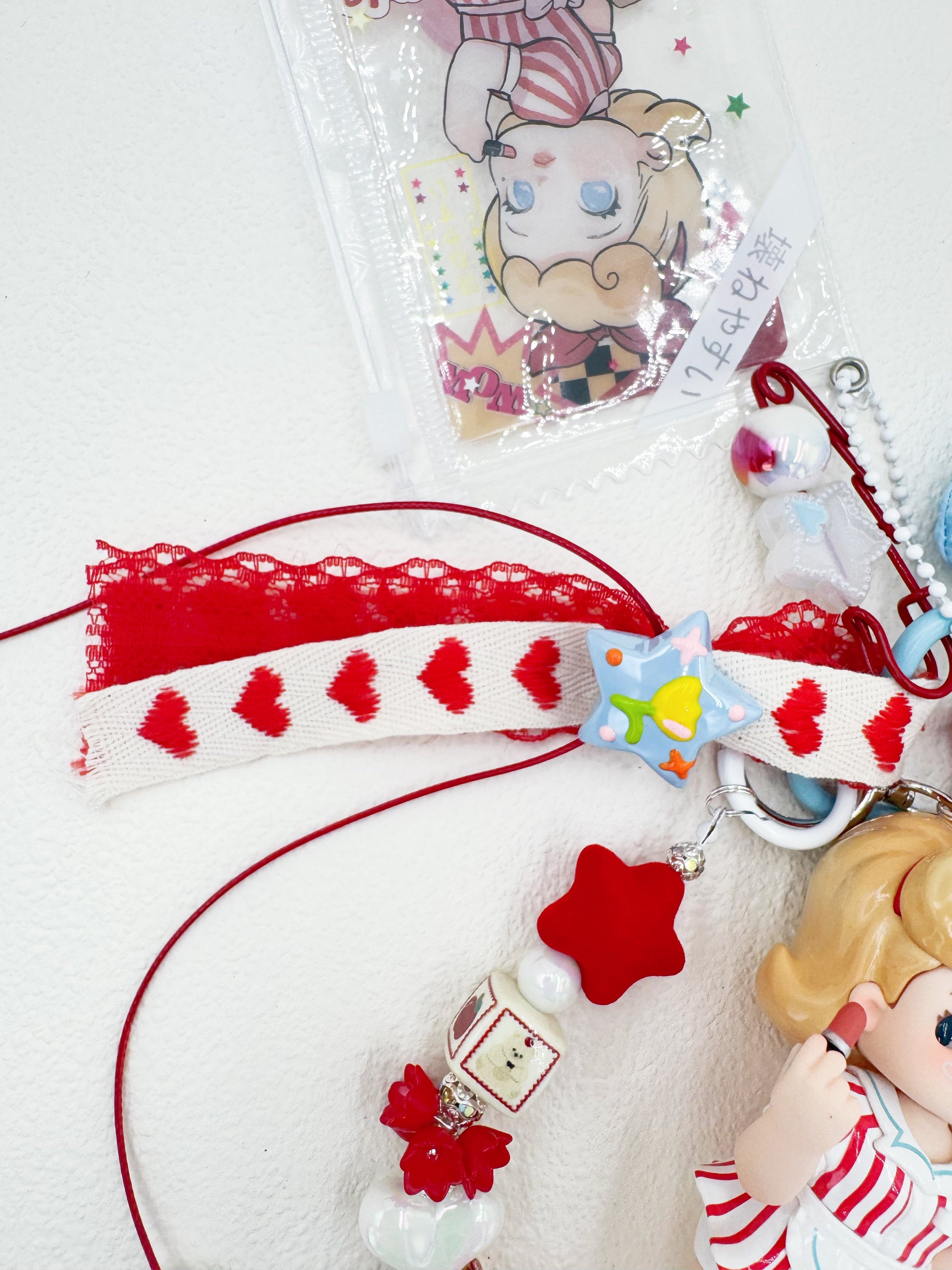 Handmade Authentic Hot Gril beaded bag charm and keychain rhinestone accents