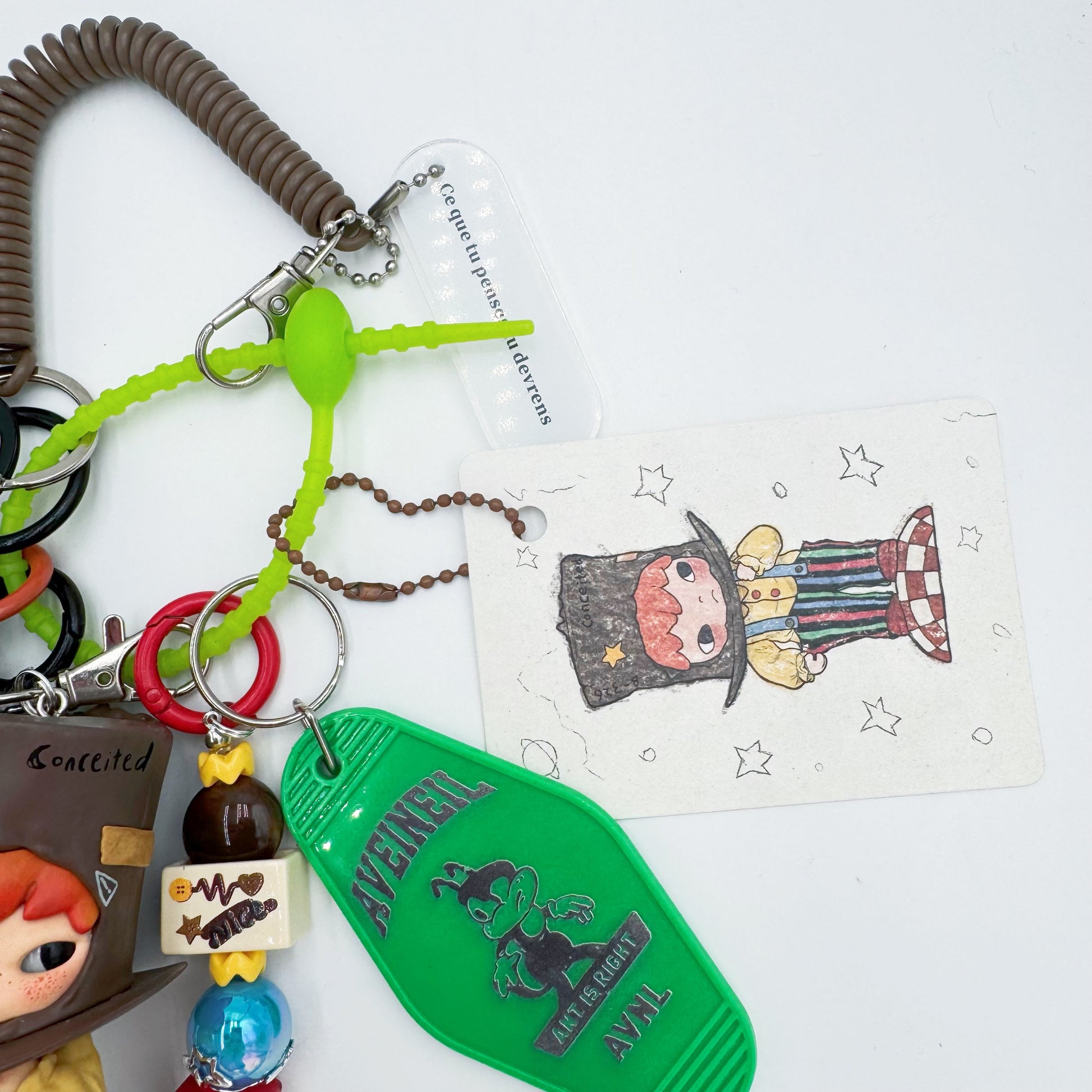 Authentic handmade Hirono beaded bag charm and keychain rhinestone accents