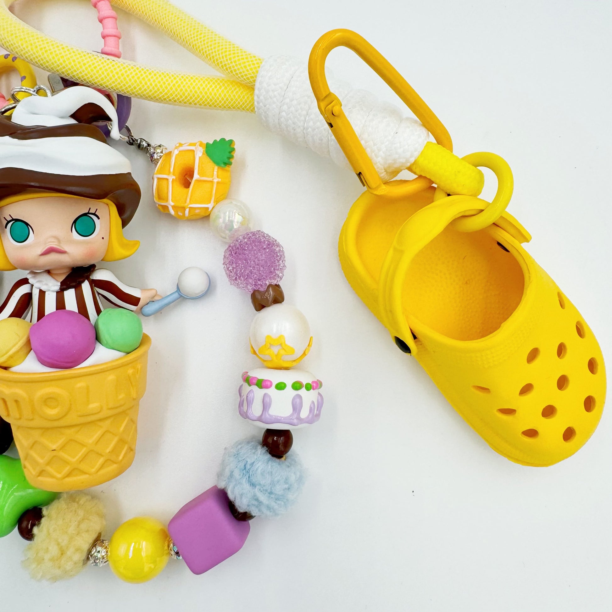 handmade Authentic Molly beaded bag charm and keychain rhinestone accents