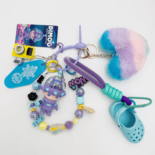Authentic Diomoo beaded bag charm and keychain rhinestone accents