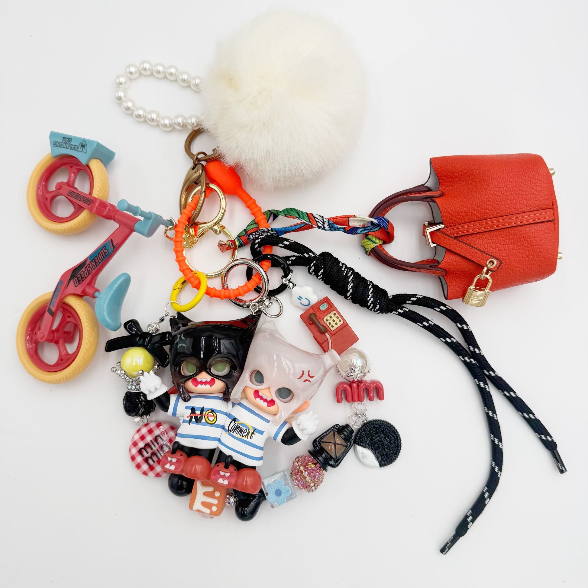 Authentic Zisga beaded bag charm and keychain rhinestone accents