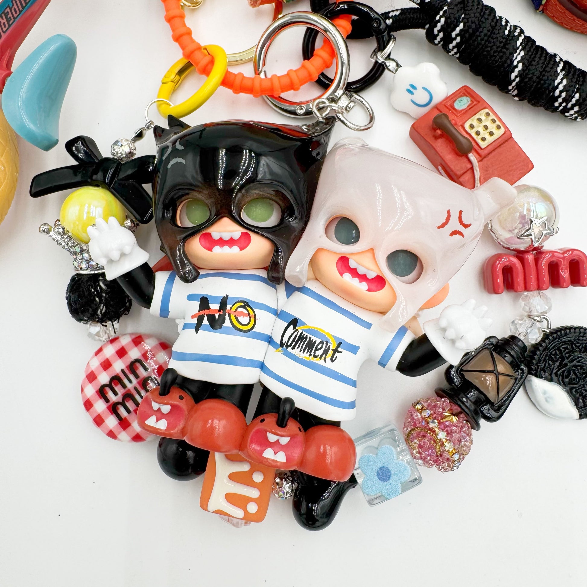Authentic Zisga beaded bag charm and keychain rhinestone accents