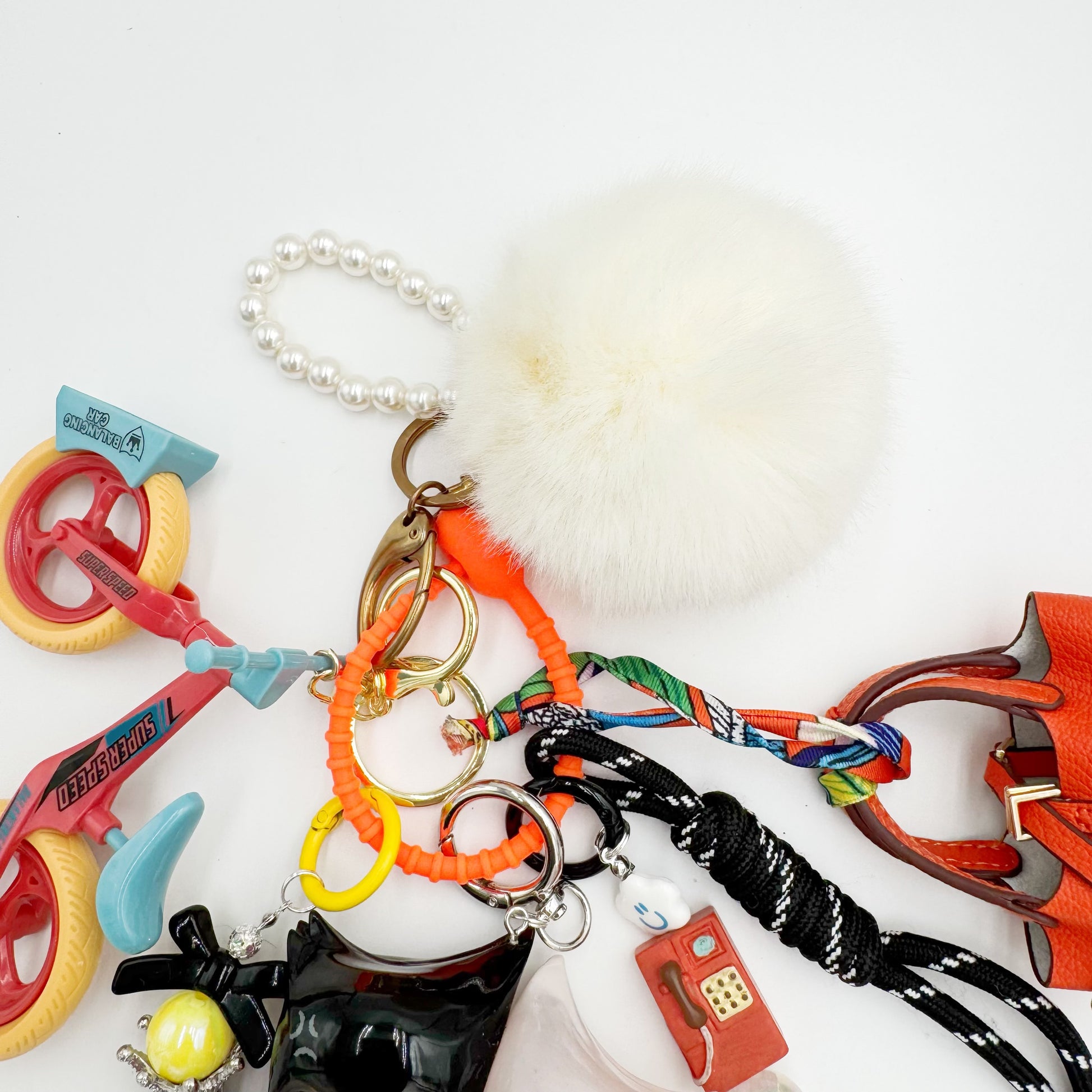 Authentic Zisga beaded bag charm and keychain rhinestone accents