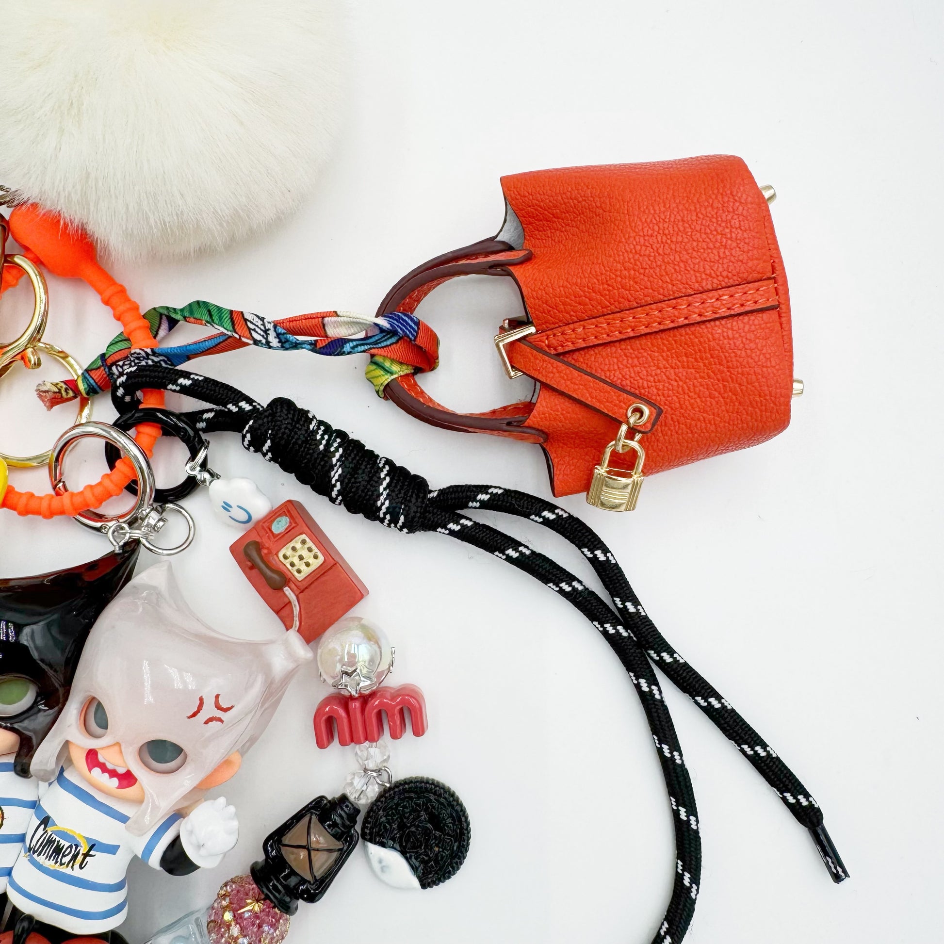 Authentic Zisga beaded bag charm and keychain rhinestone accents