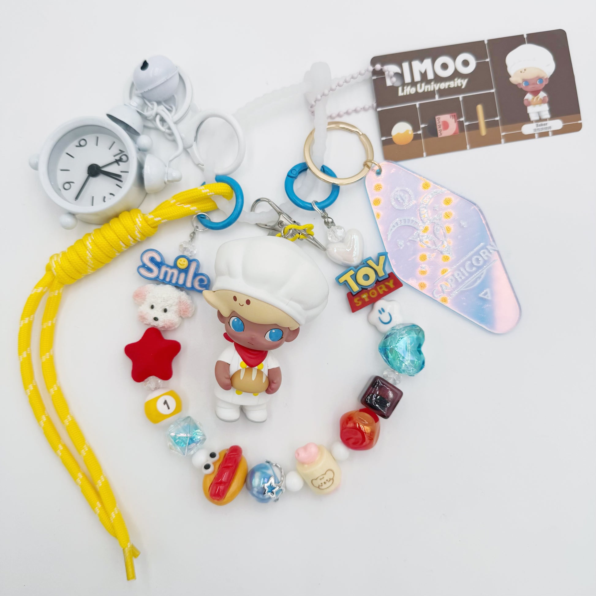 handmade Authentic Dimoo beaded bag charm and keychain rhinestone accents