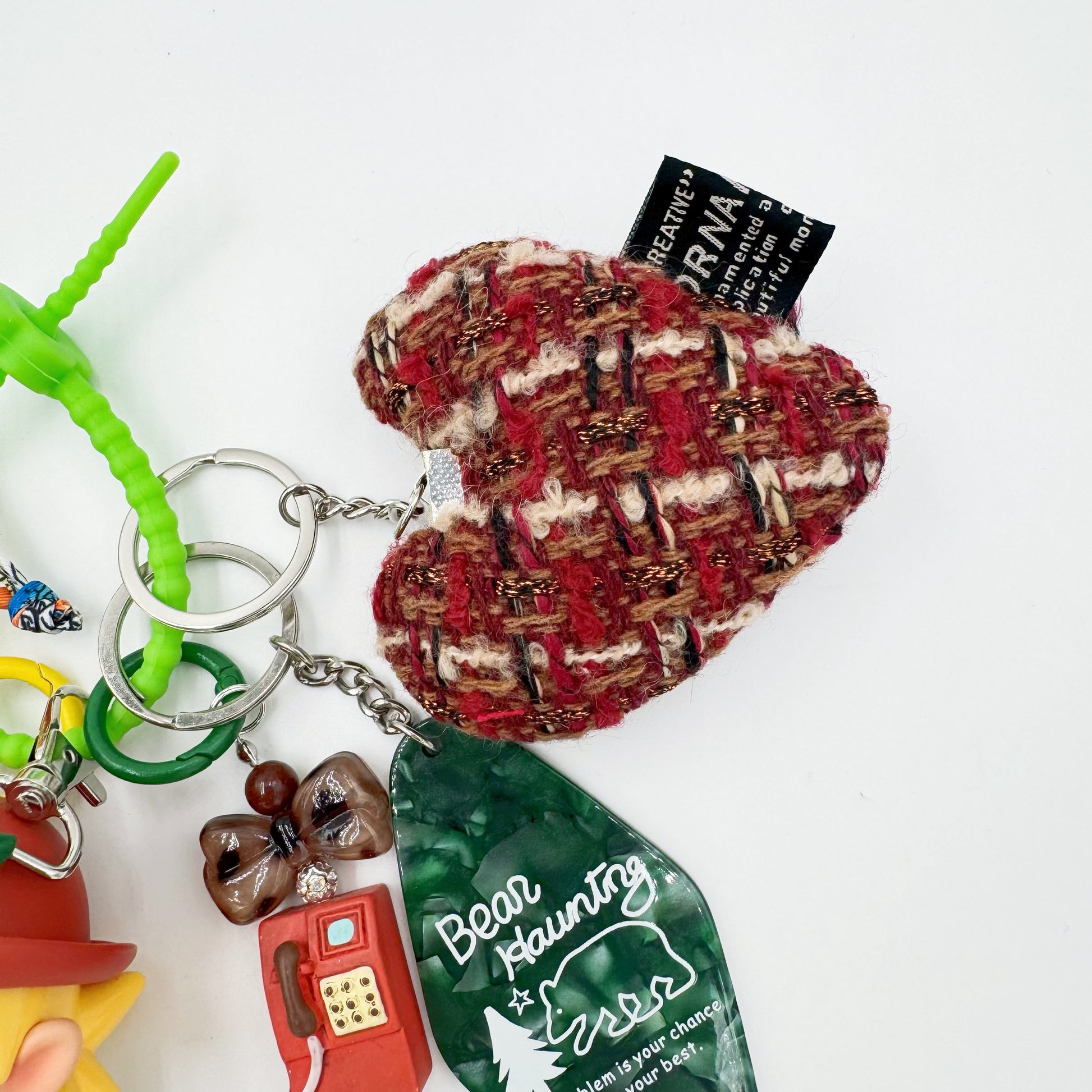 handmade Authentic Zisga beaded bag charm and keychain rhinestone accents