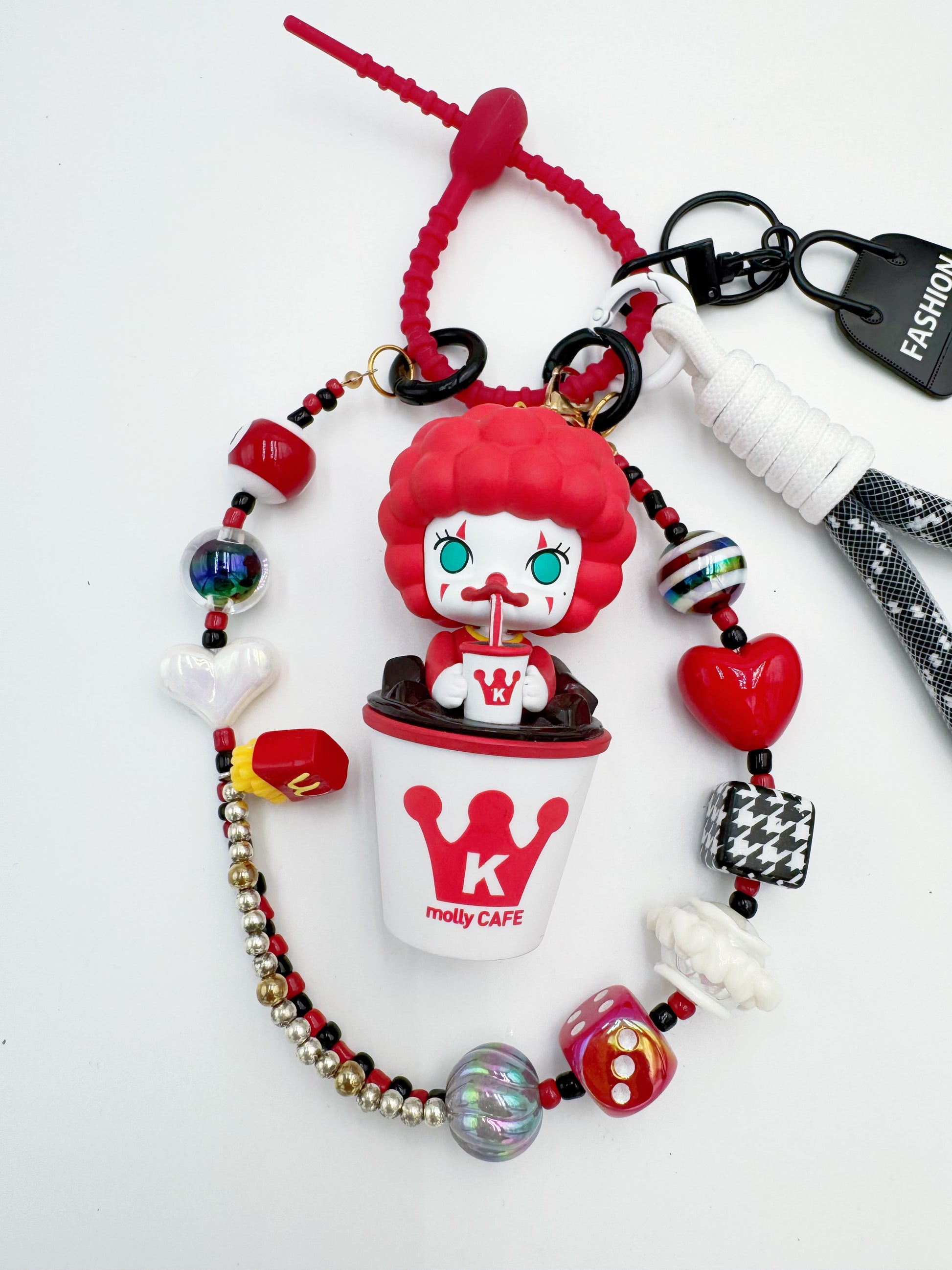 handmade Authentic Molly beaded bag charm and keychain rhinestone accents