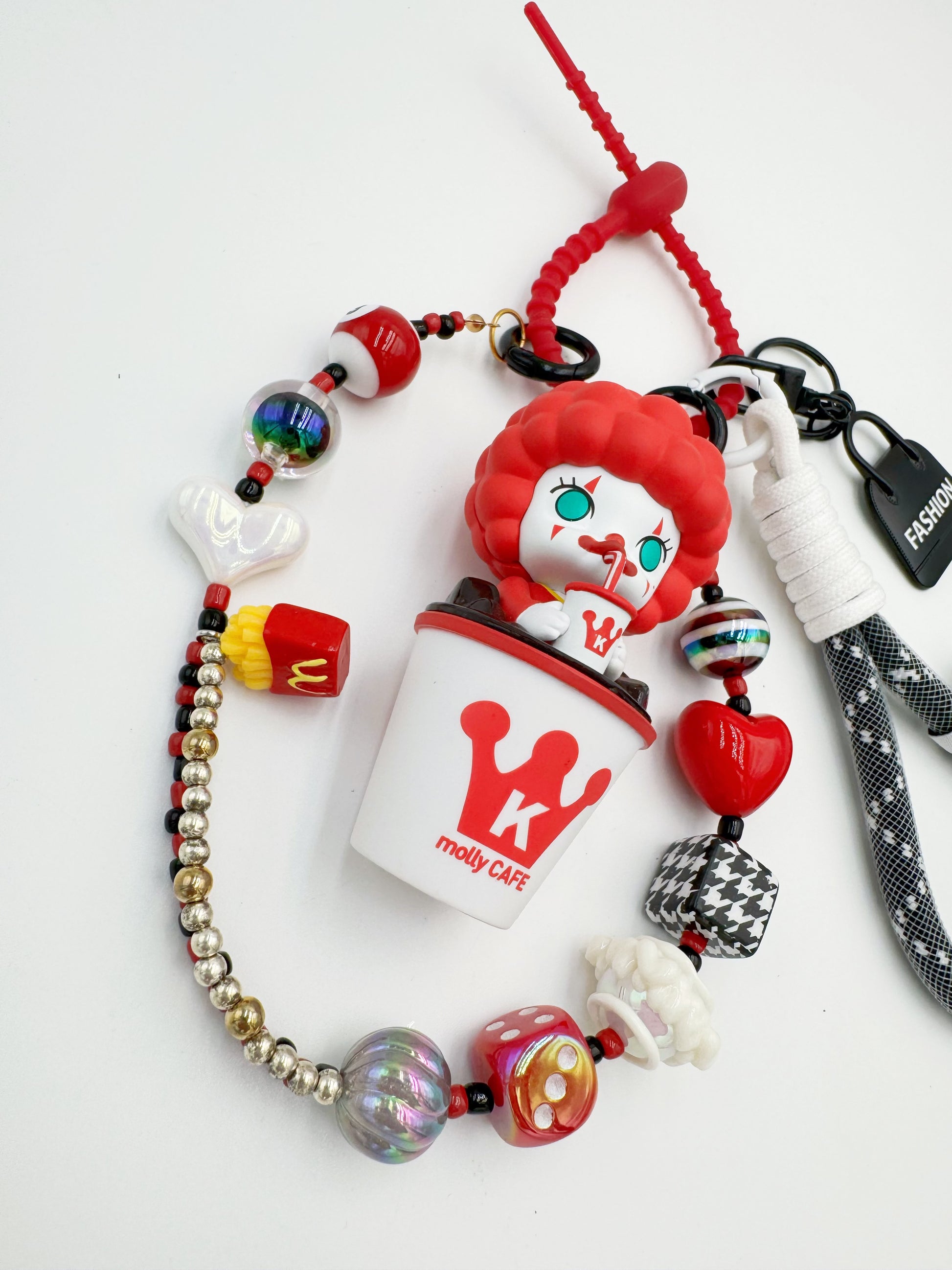 handmade Authentic Molly beaded bag charm and keychain rhinestone accents