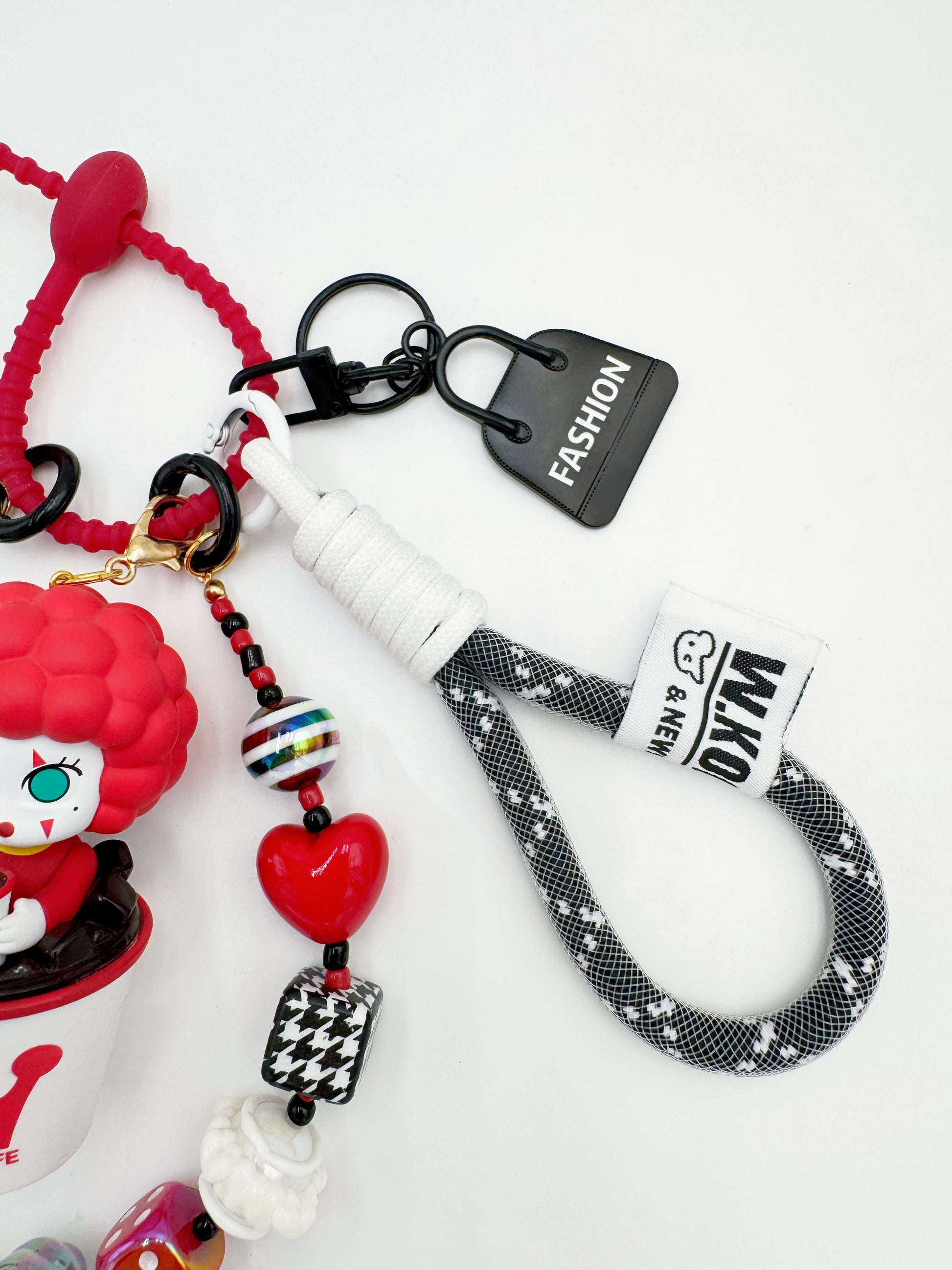 handmade Authentic Molly beaded bag charm and keychain rhinestone accents