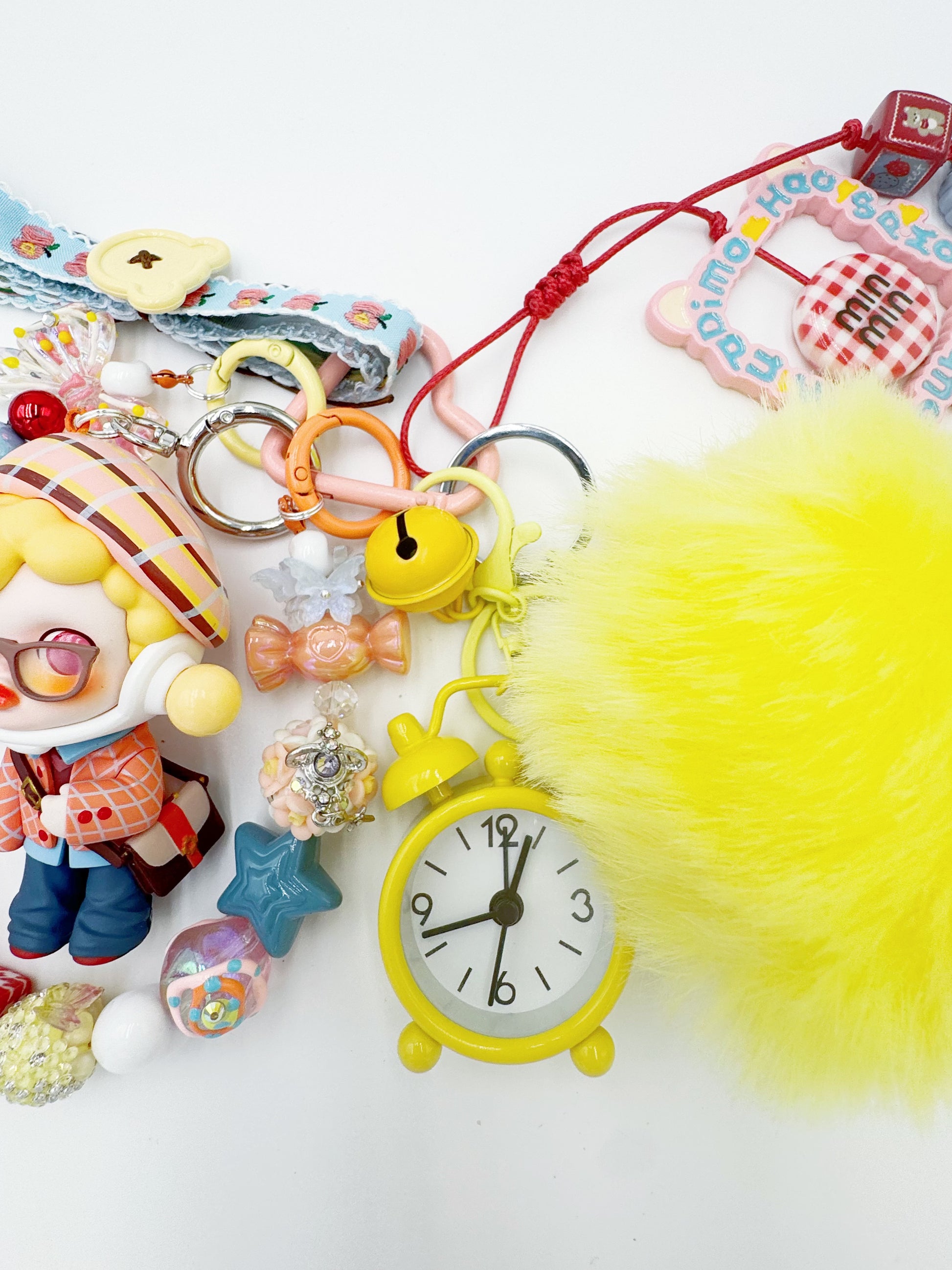 Handmade Authentic POP MART Skullpanda beaded bag charm and keychain rhinestone accents