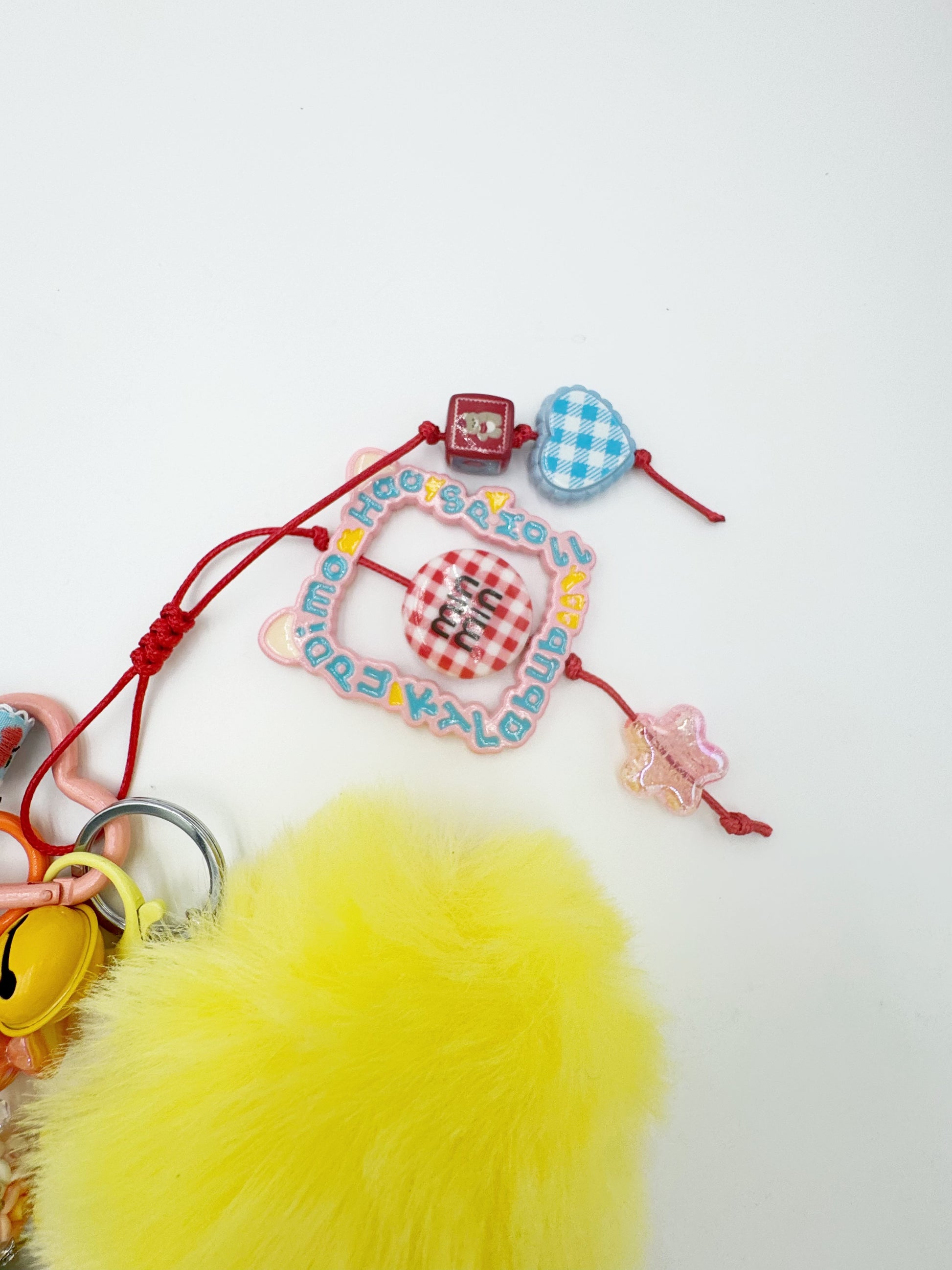 Handmade Authentic POP MART Skullpanda beaded bag charm and keychain rhinestone accents