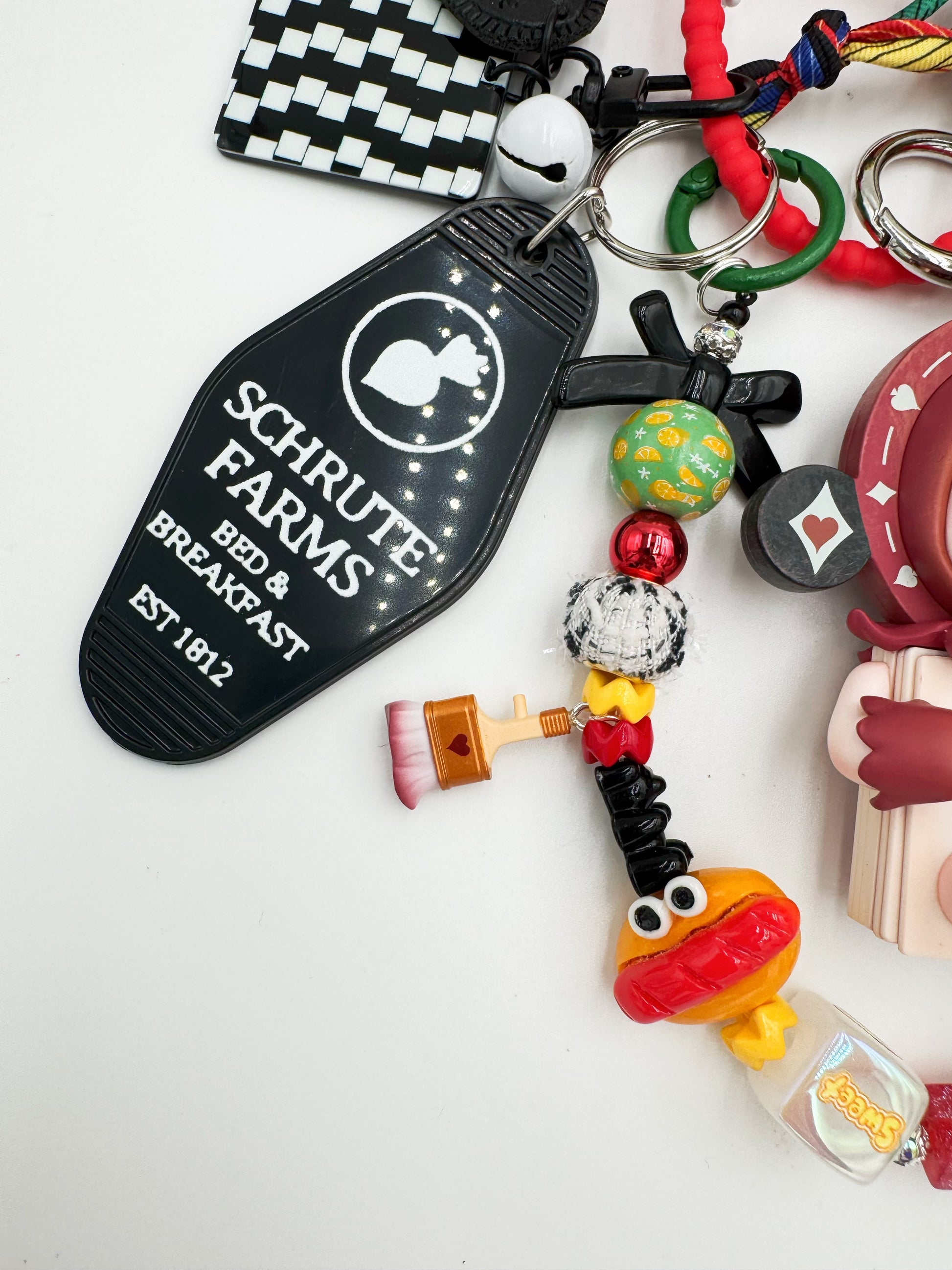 Authentic POP MART Skullpanda beaded bag charm and keychain rhinestone accents