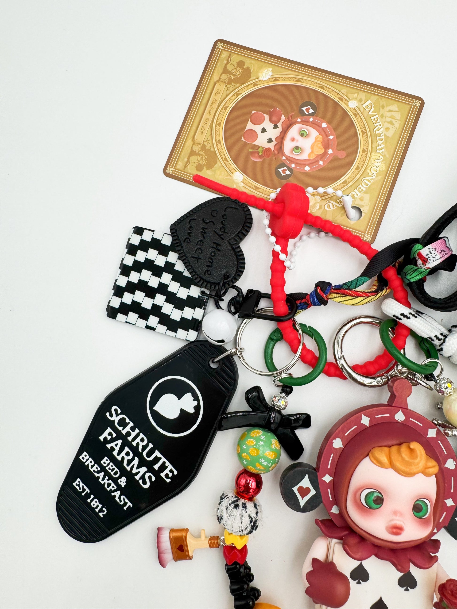 Authentic POP MART Skullpanda beaded bag charm and keychain rhinestone accents