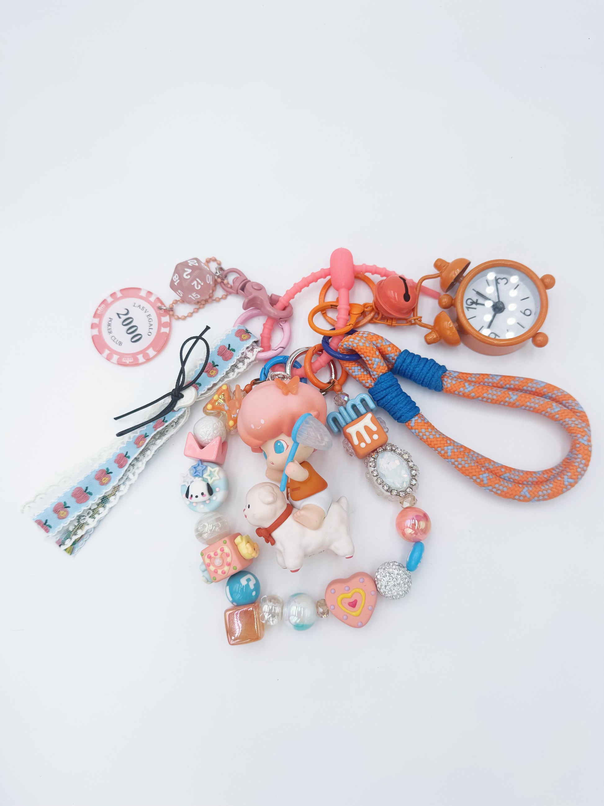 Authentic Dimoo beaded bag charm and keychain rhinestone accents