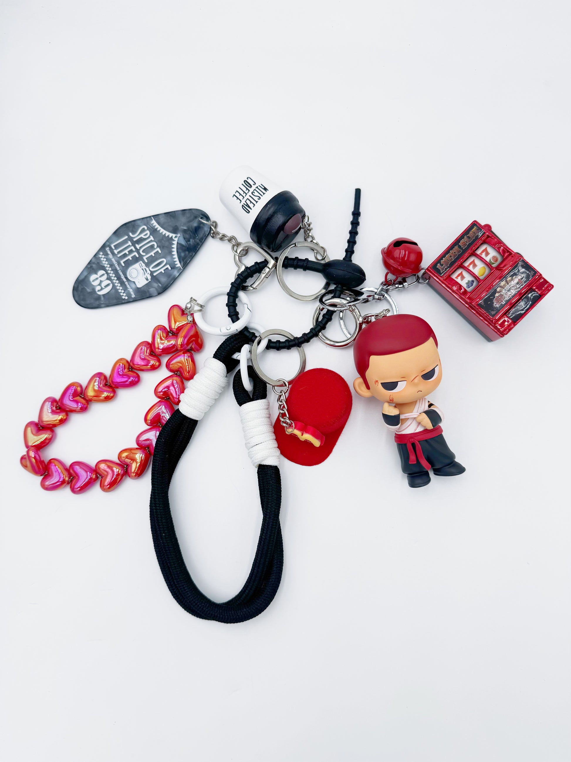 Handemade Authentic POP MART Kubo beaded bag charm and keychain rhinestone accents