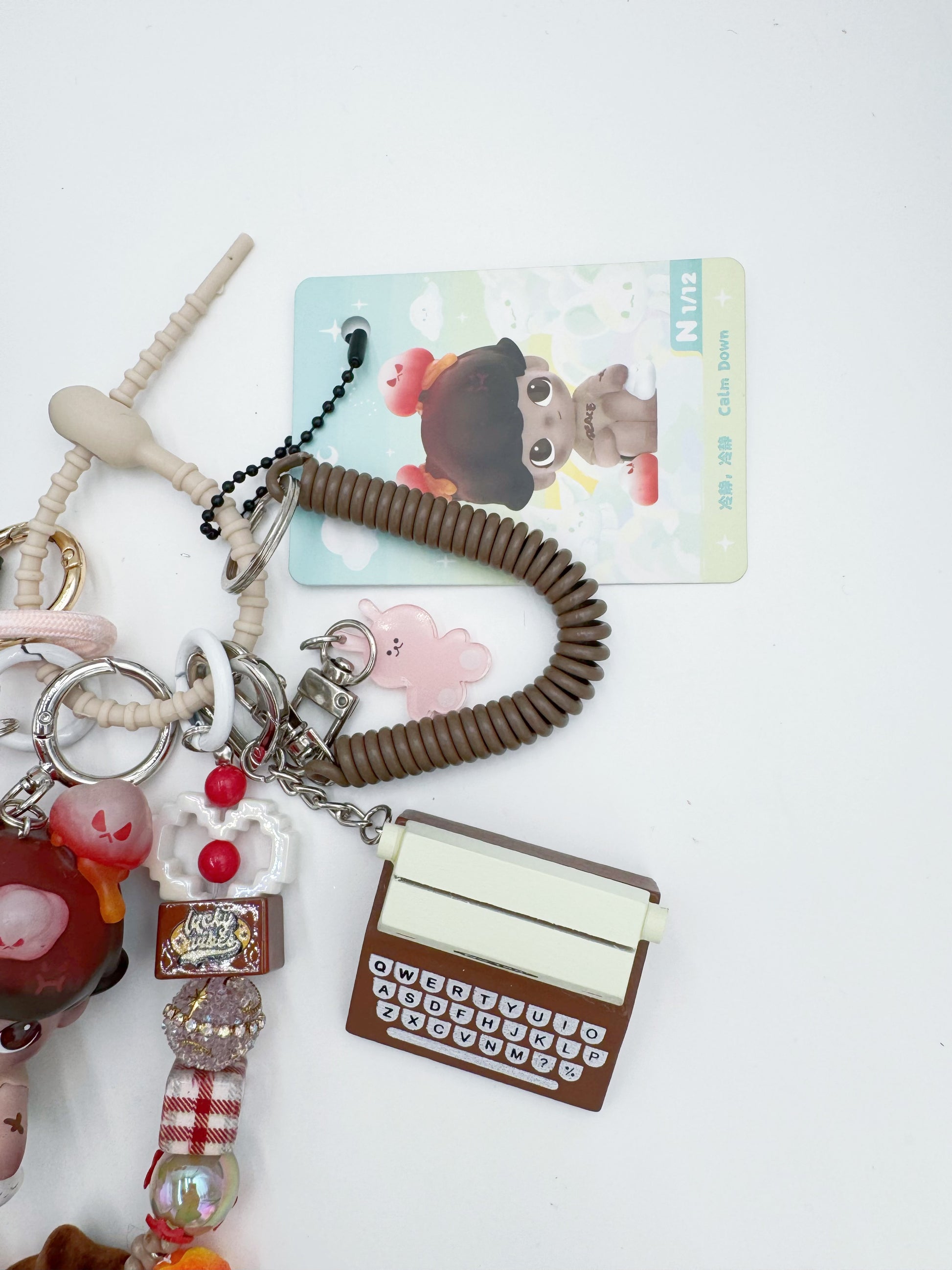 handmade Authentic Dimoo beaded bag charm and keychain rhinestone accents