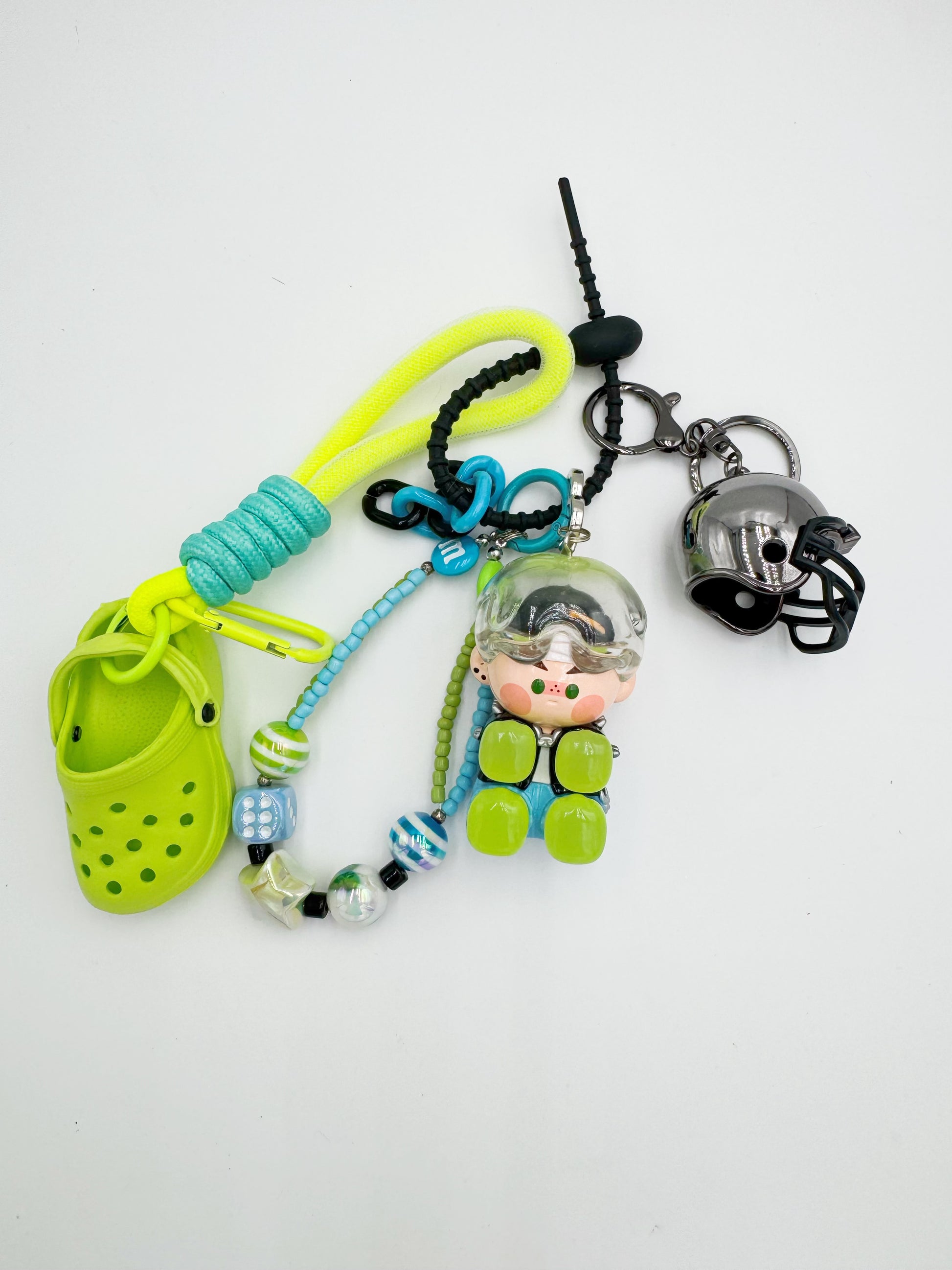 Authentic Pinojelly beaded bag charm and keychain rhinestone accents