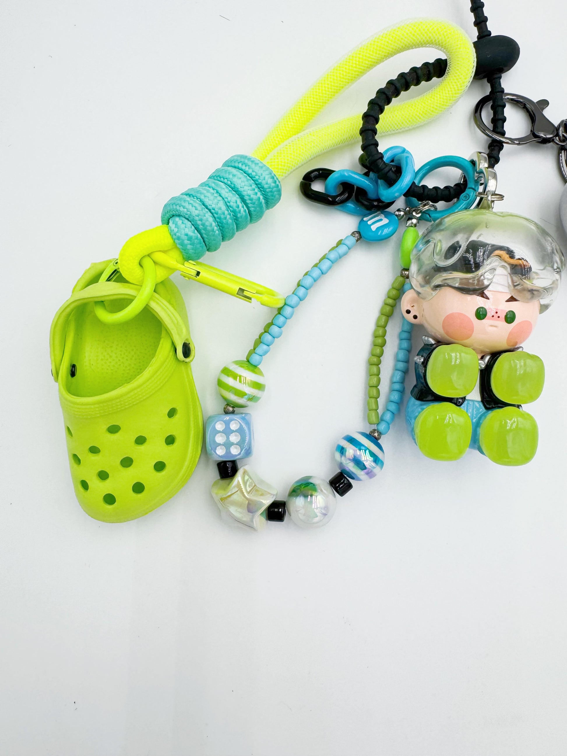 Authentic Pinojelly beaded bag charm and keychain rhinestone accents