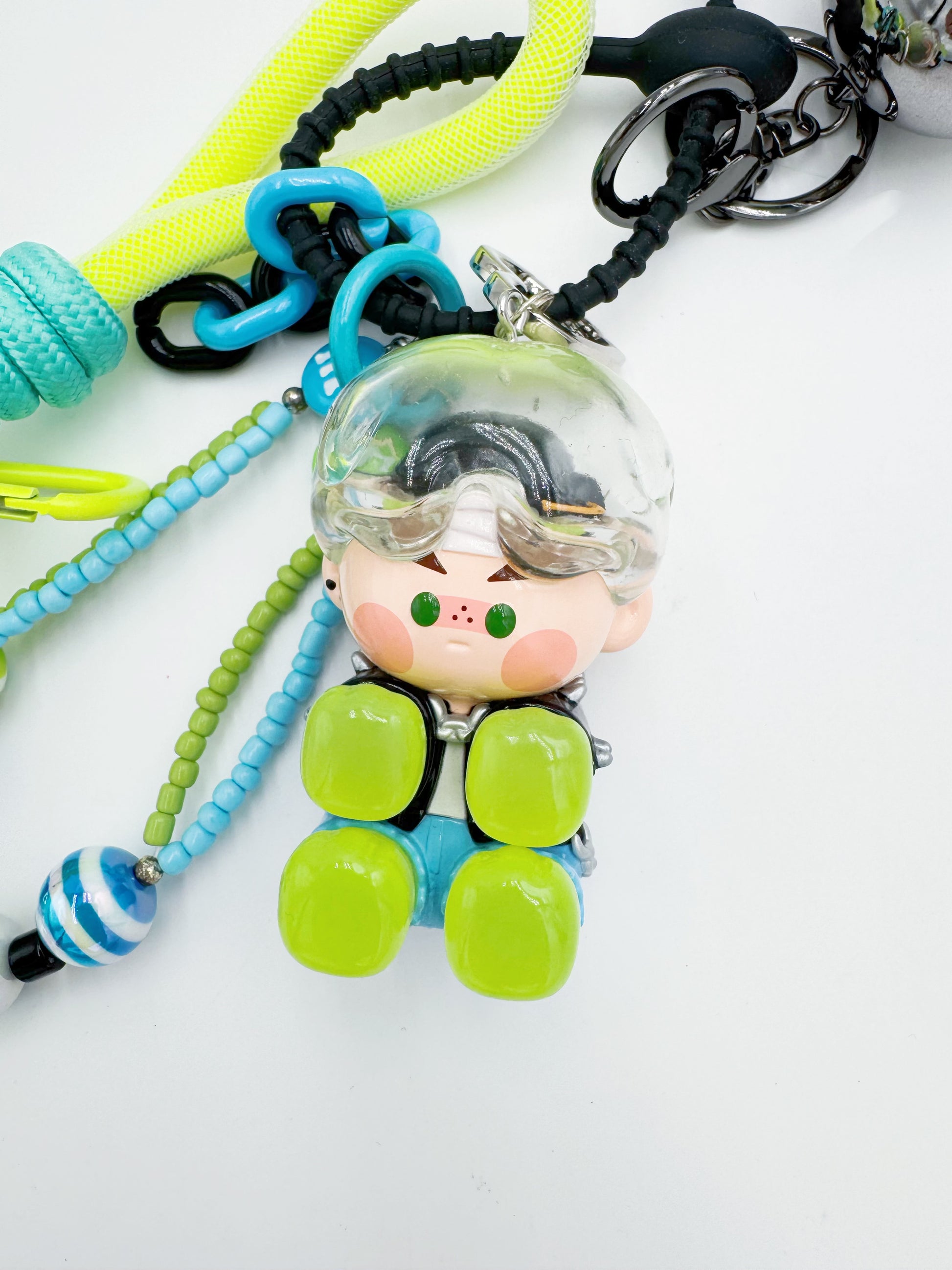 Authentic Pinojelly beaded bag charm and keychain rhinestone accents