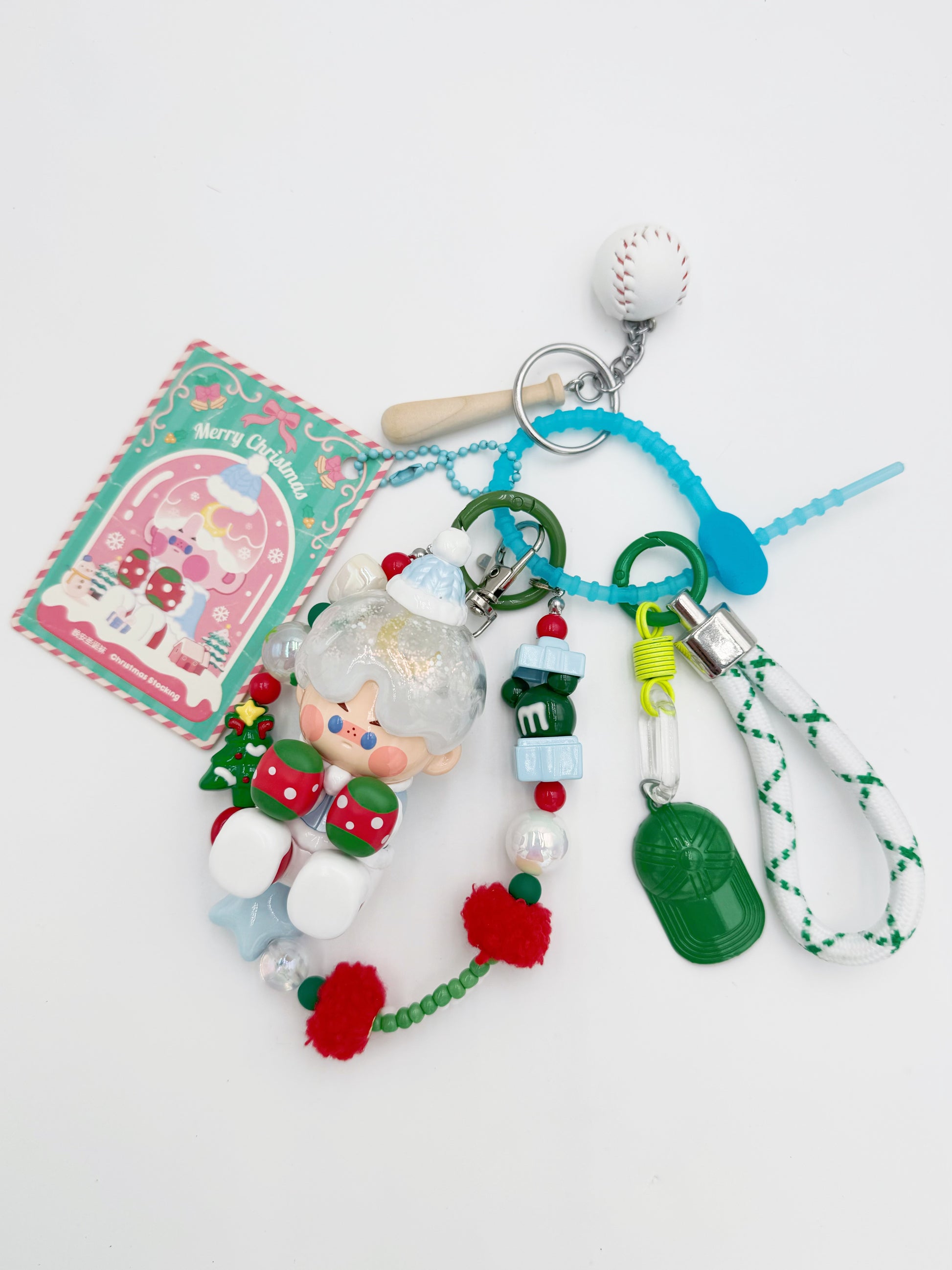 handmade Authentic Pinojelly beaded bag charm and keychain rhinestone accents