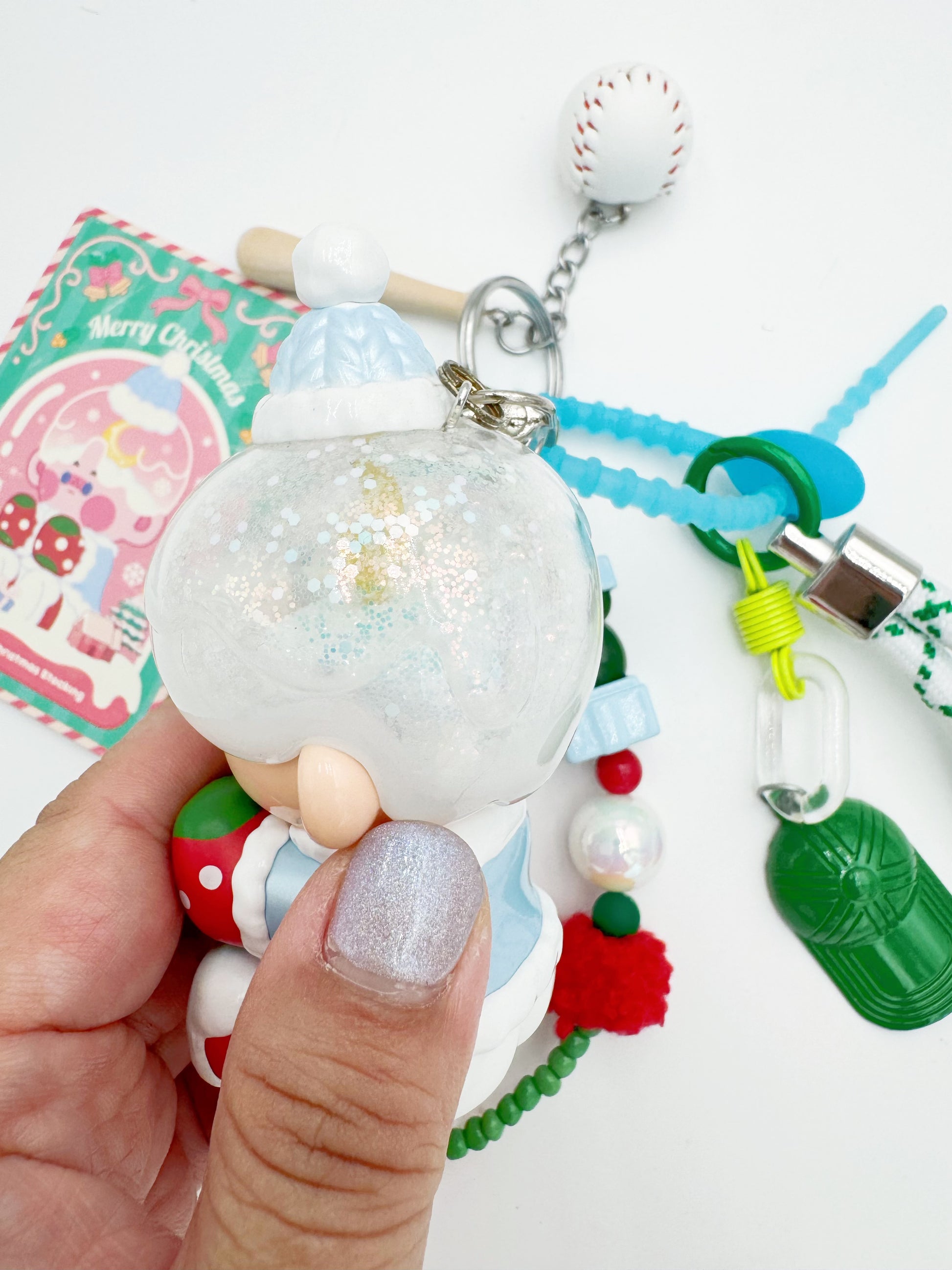 handmade Authentic Pinojelly beaded bag charm and keychain rhinestone accents