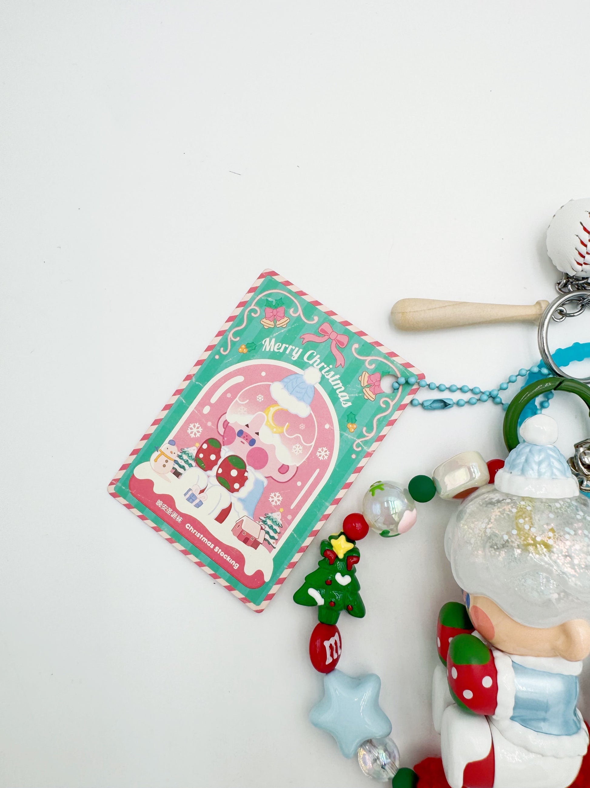 handmade Authentic Pinojelly beaded bag charm and keychain rhinestone accents