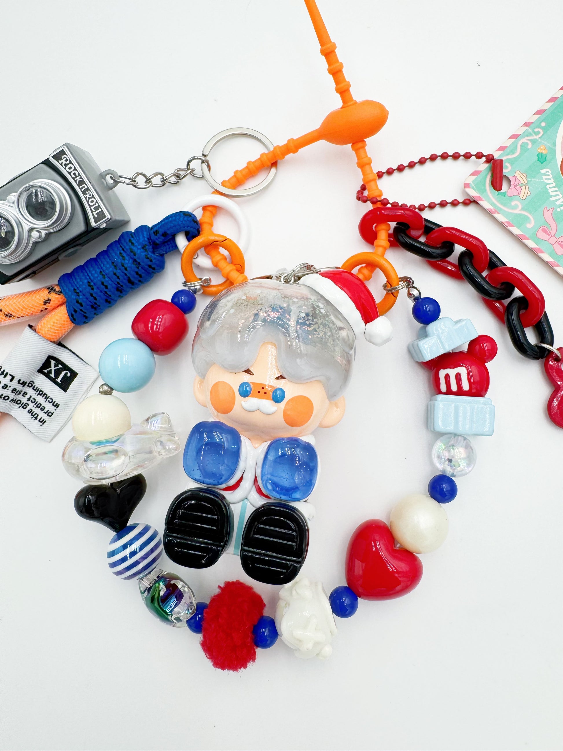 Authentic POP MART Pinojelly beaded bag charm and keychain rhinestone accents