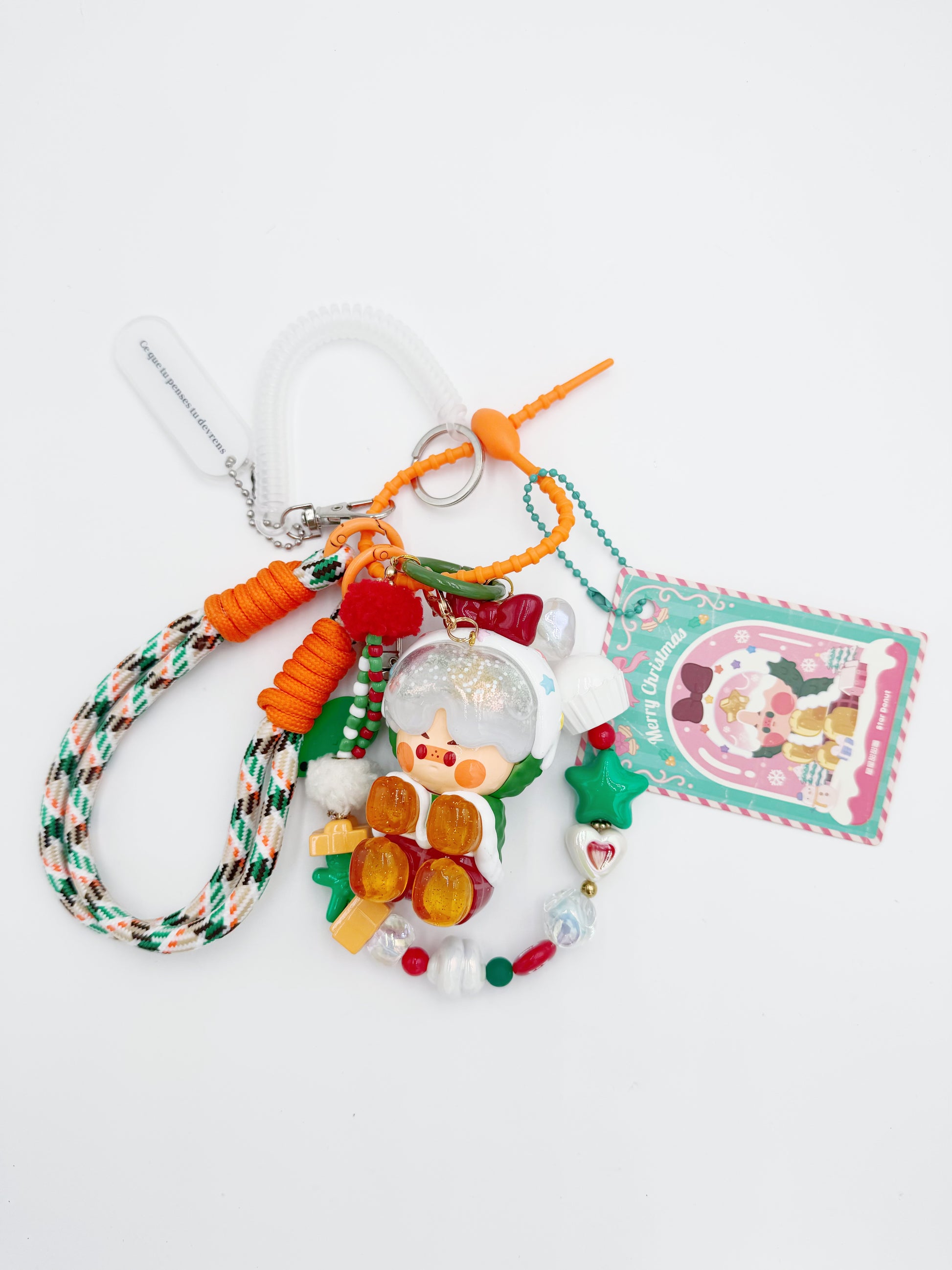 handmade Authentic Pinojelly beaded bag charm and keychain rhinestone accents
