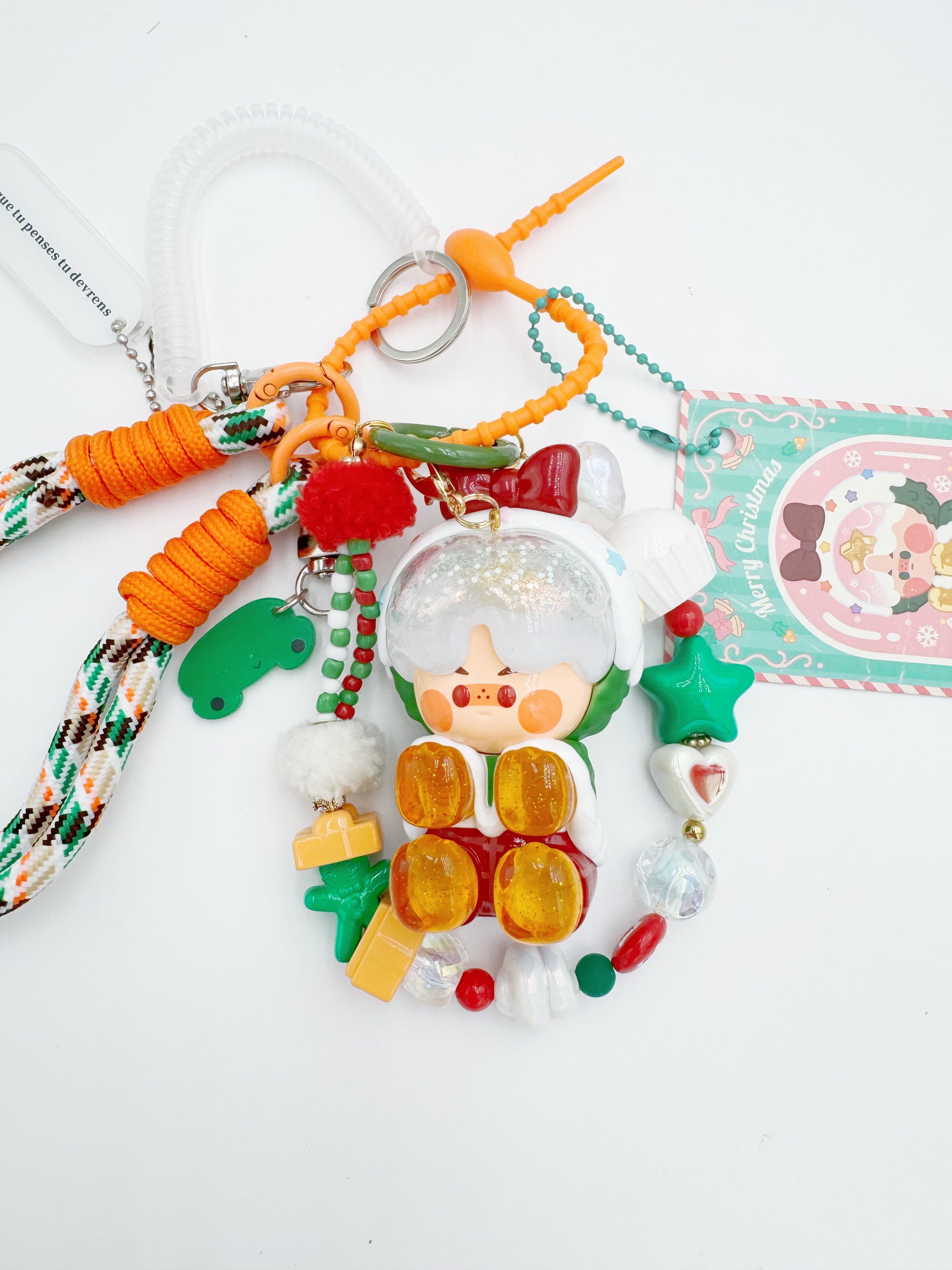handmade Authentic Pinojelly beaded bag charm and keychain rhinestone accents