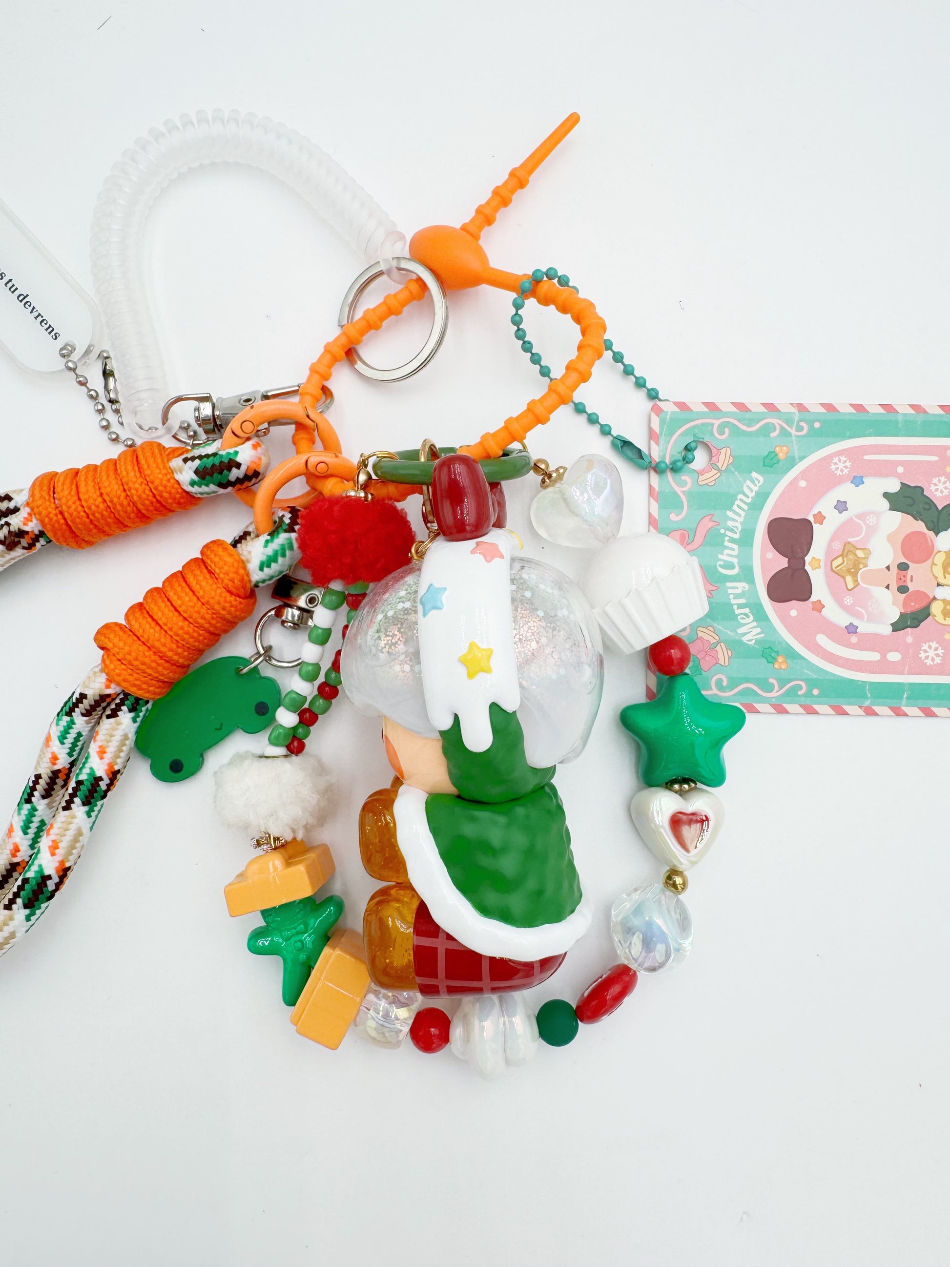 handmade Authentic Pinojelly beaded bag charm and keychain rhinestone accents