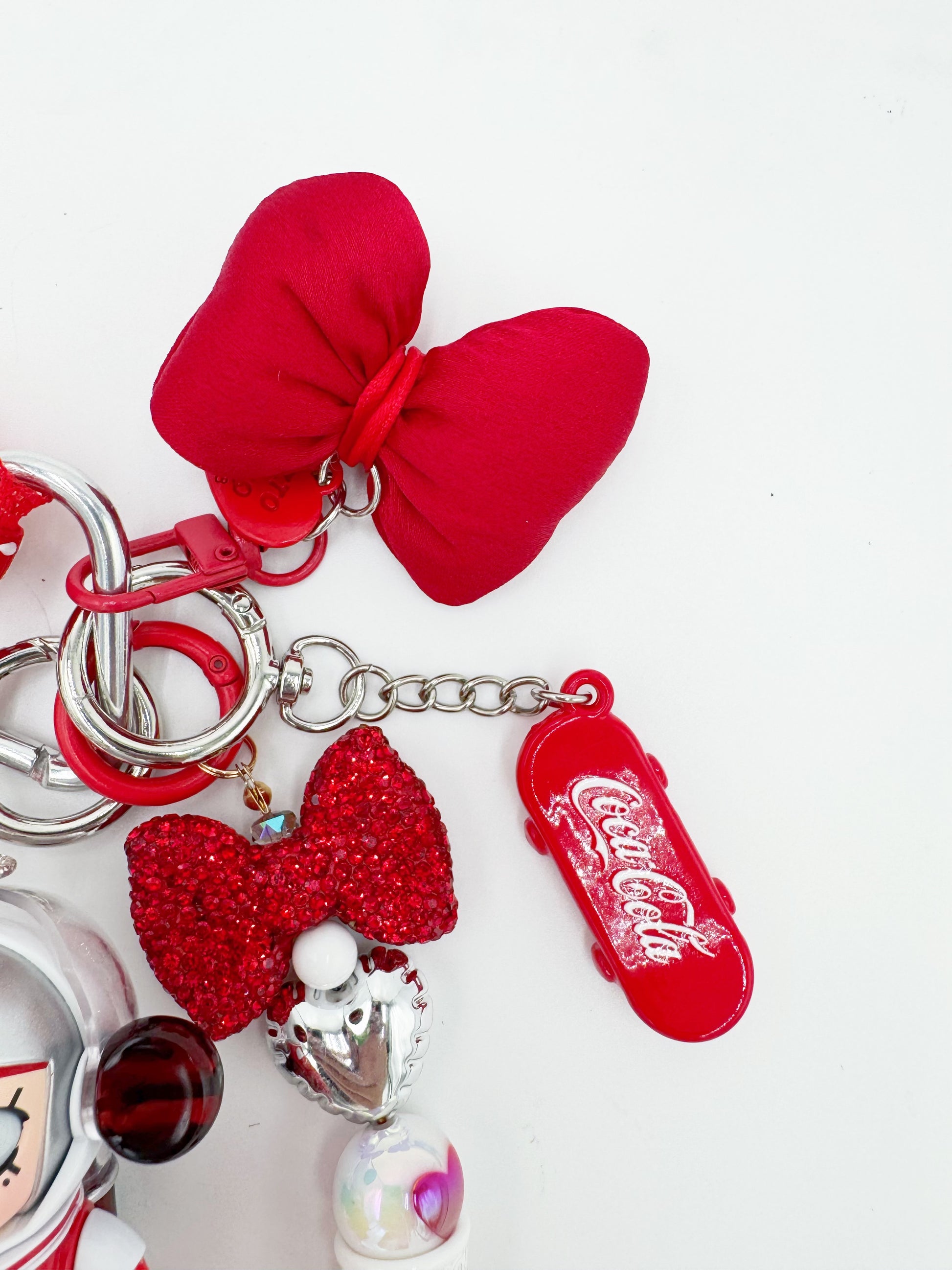 Handmade authentic Molly beaded bag charm and keychain rhinestone accents