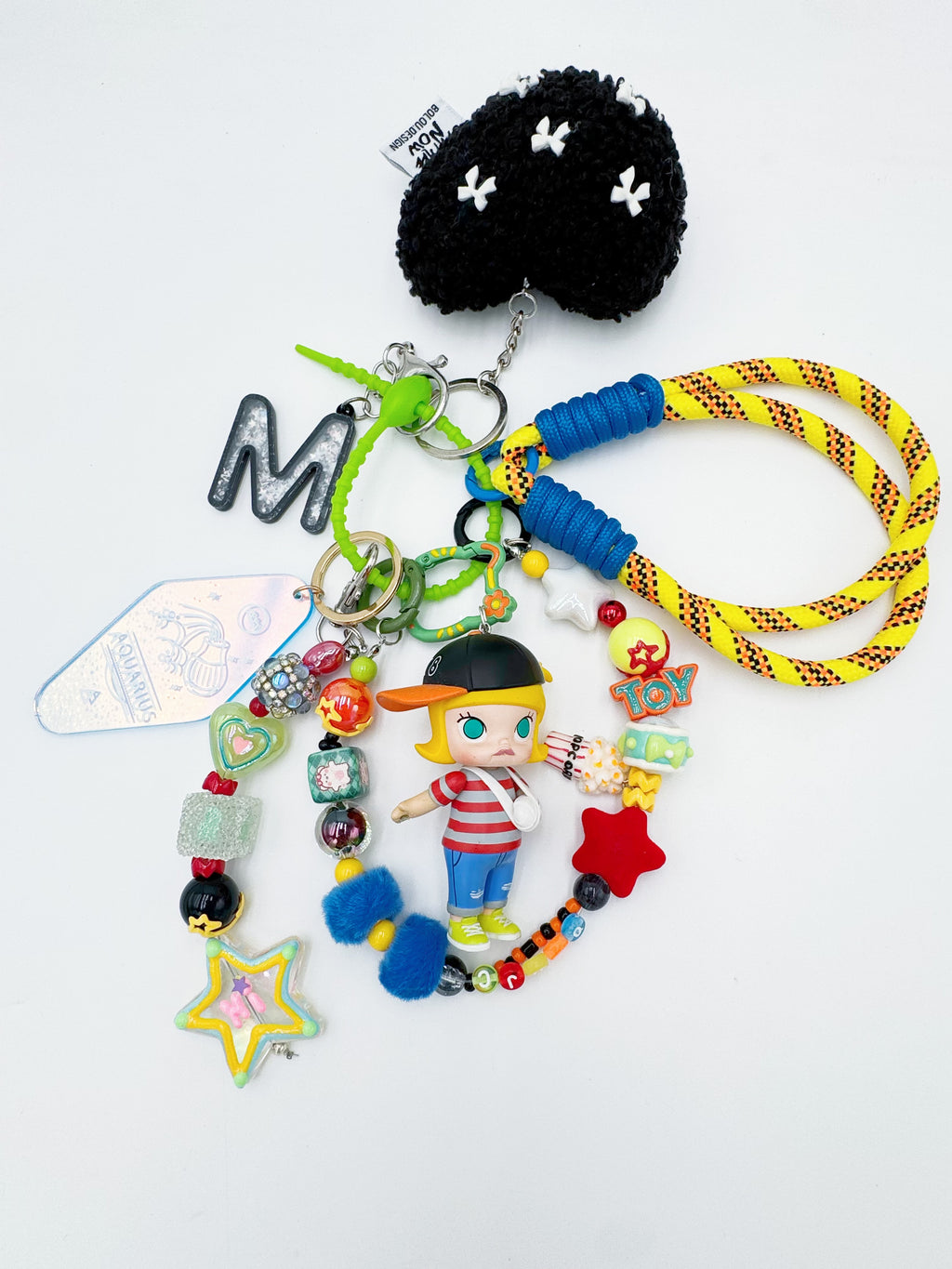 Authentic handmade Molly beaded bag charm and keychain rhinestone accents