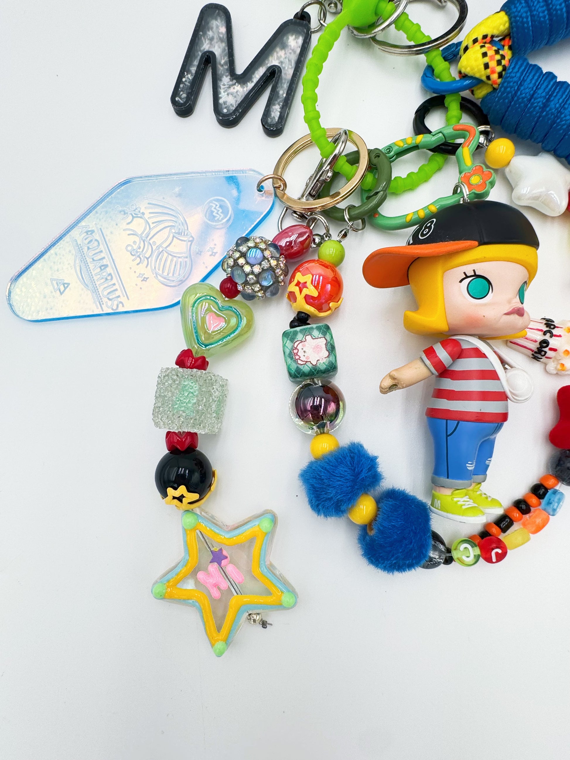 Authentic handmade Molly beaded bag charm and keychain rhinestone accents