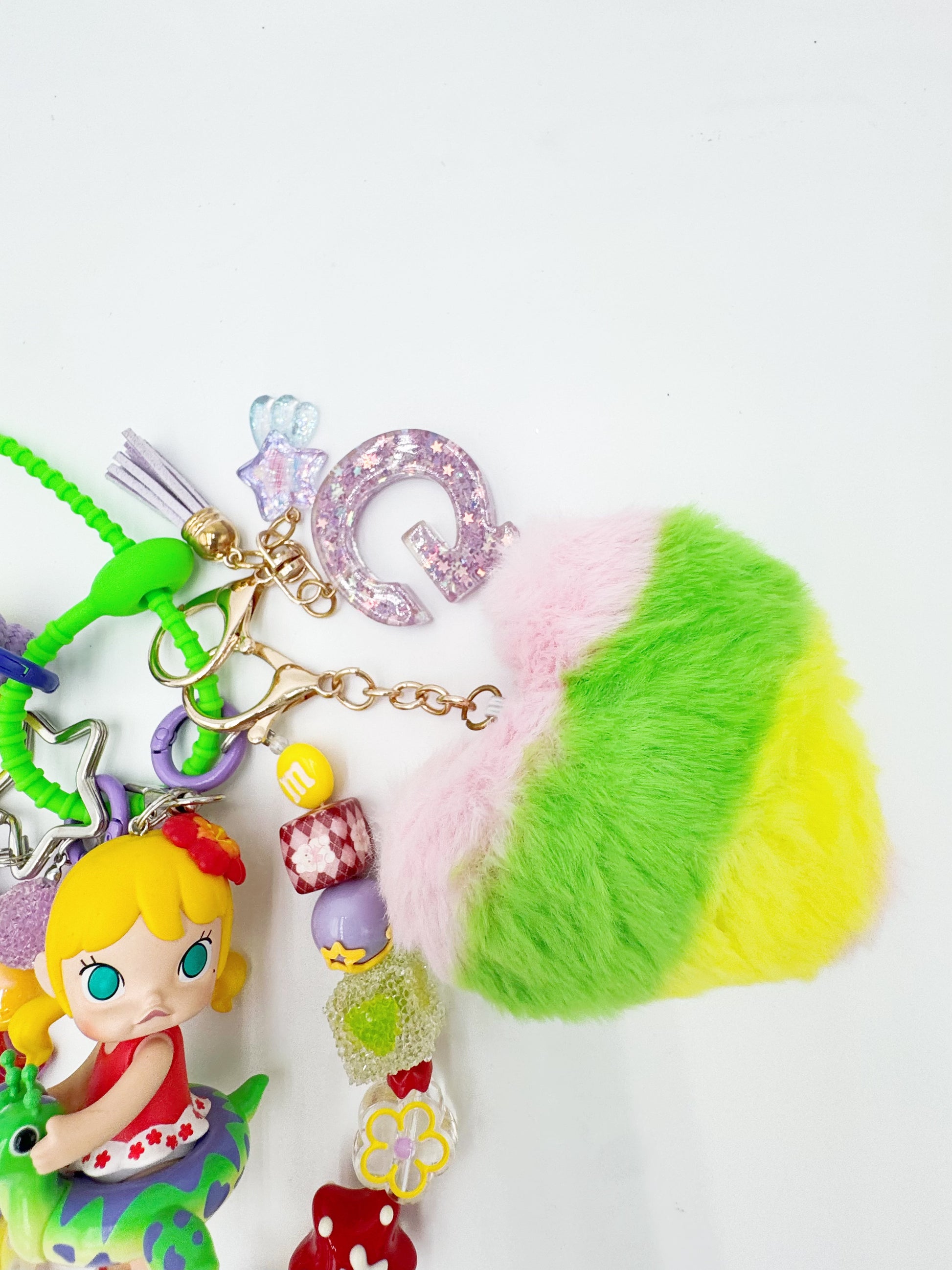 handmade Authentic POP MART Molly beaded bag charm and keychain rhinestone accents