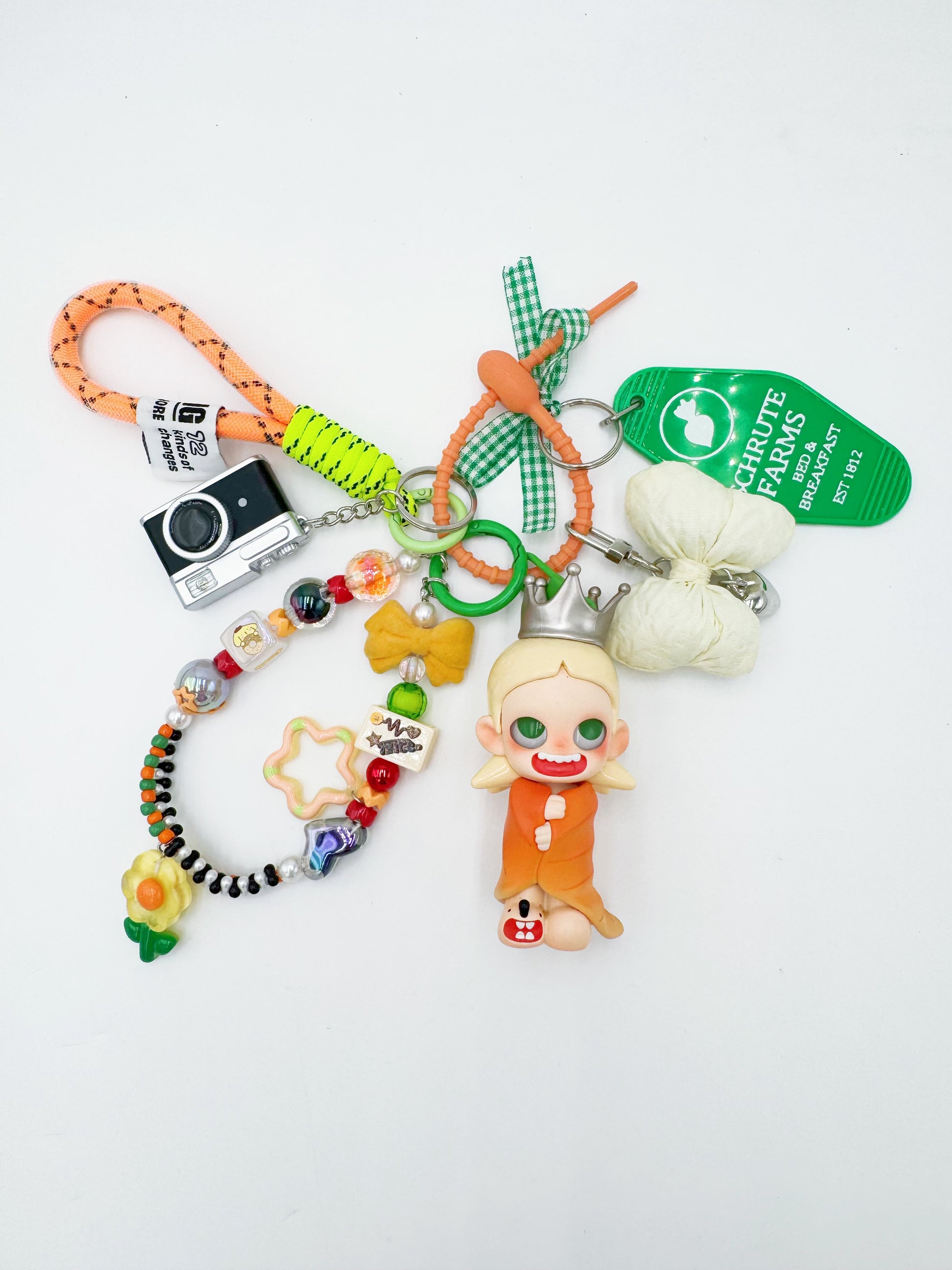 Handmade Authentic POP MART Zsiga beaded bag charm and keychain rhinestone accents