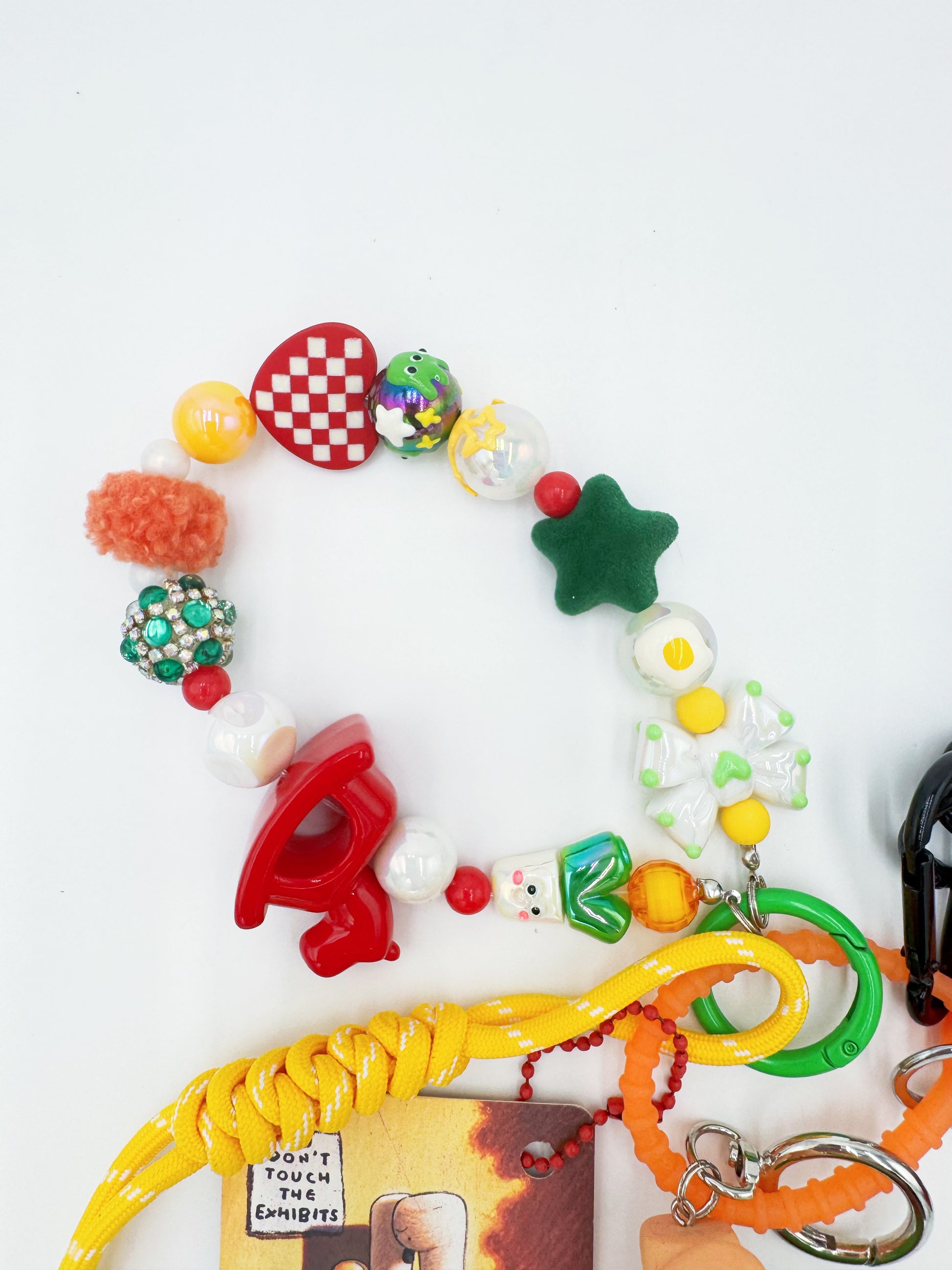 Handmade Authentic POP MART Zsiga beaded bag charm and keychain rhinestone accents