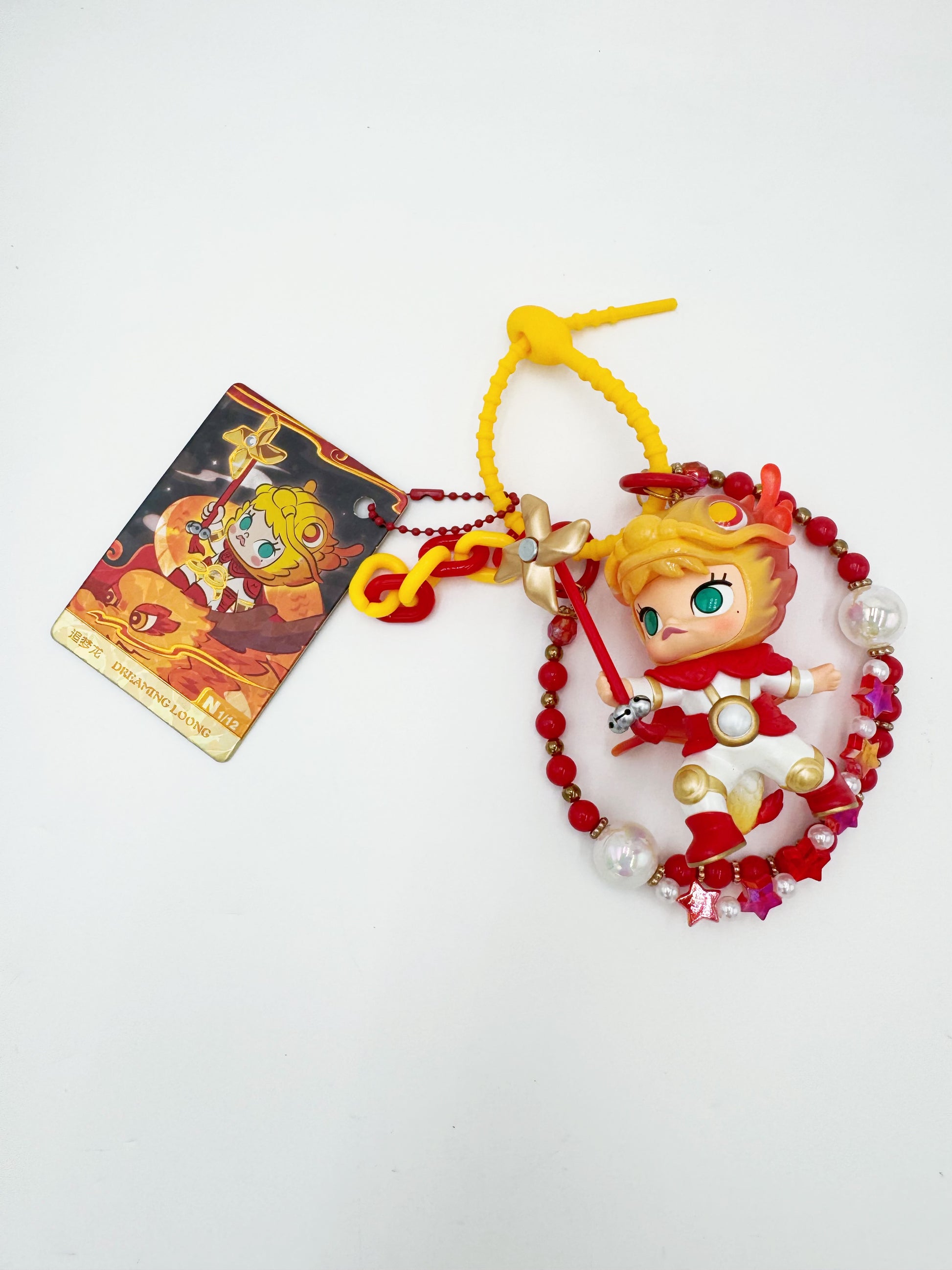 Handmade Authentic POP MART Molly beaded bag charm and keychain rhinestone accents