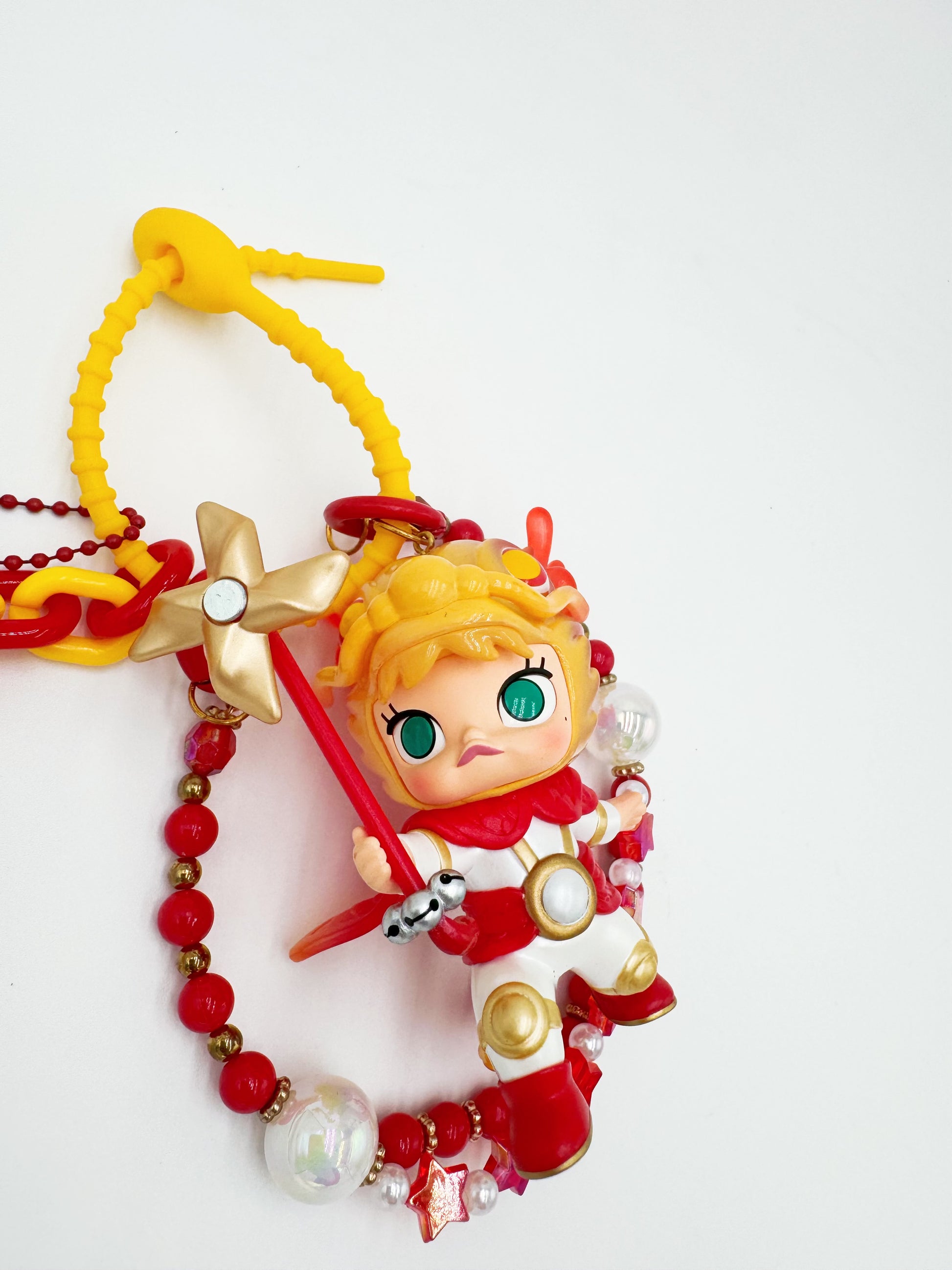 Handmade Authentic POP MART Molly beaded bag charm and keychain rhinestone accents
