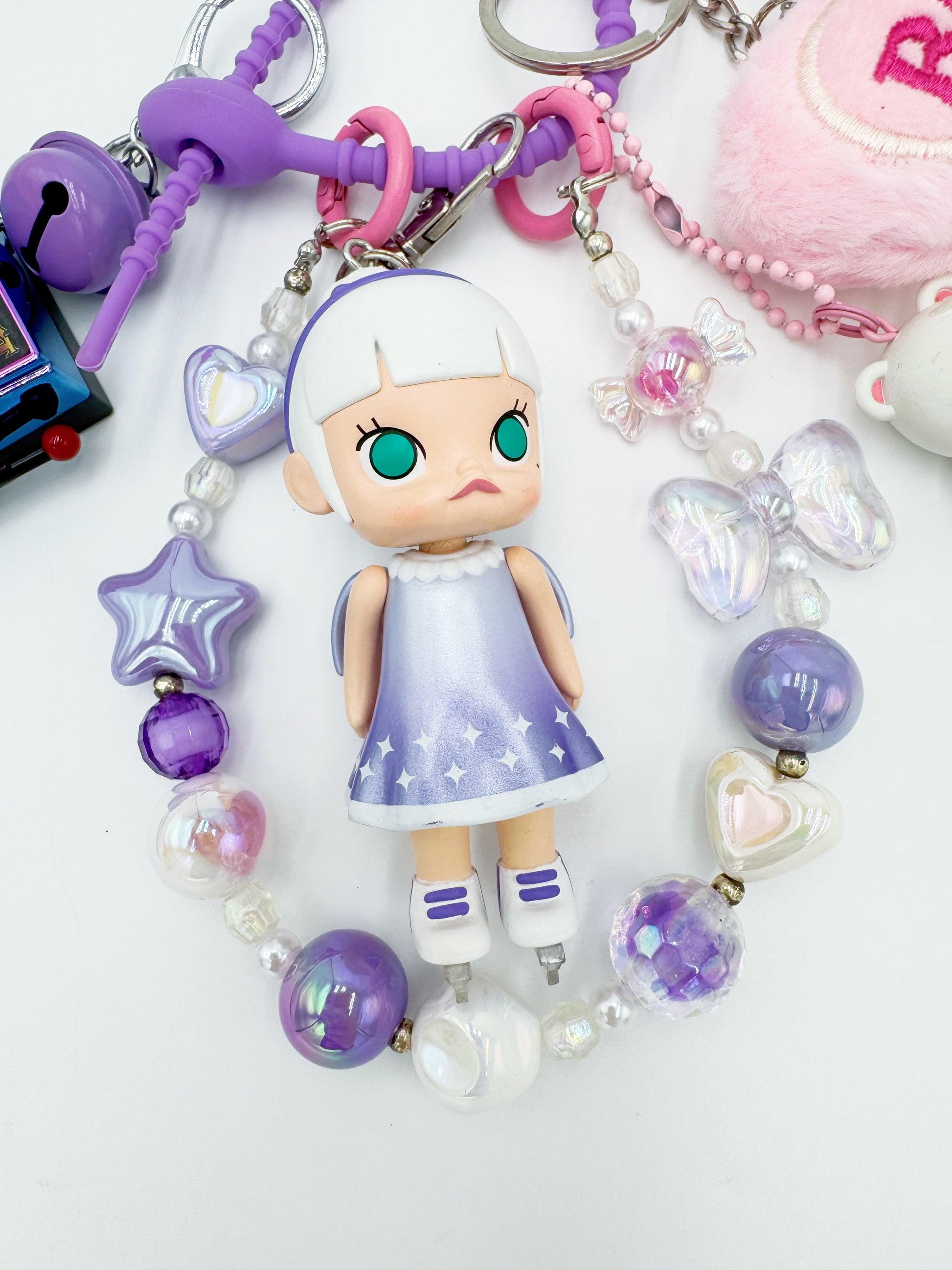 Authentic Molly beaded bag charm and keychain rhinestone accents
