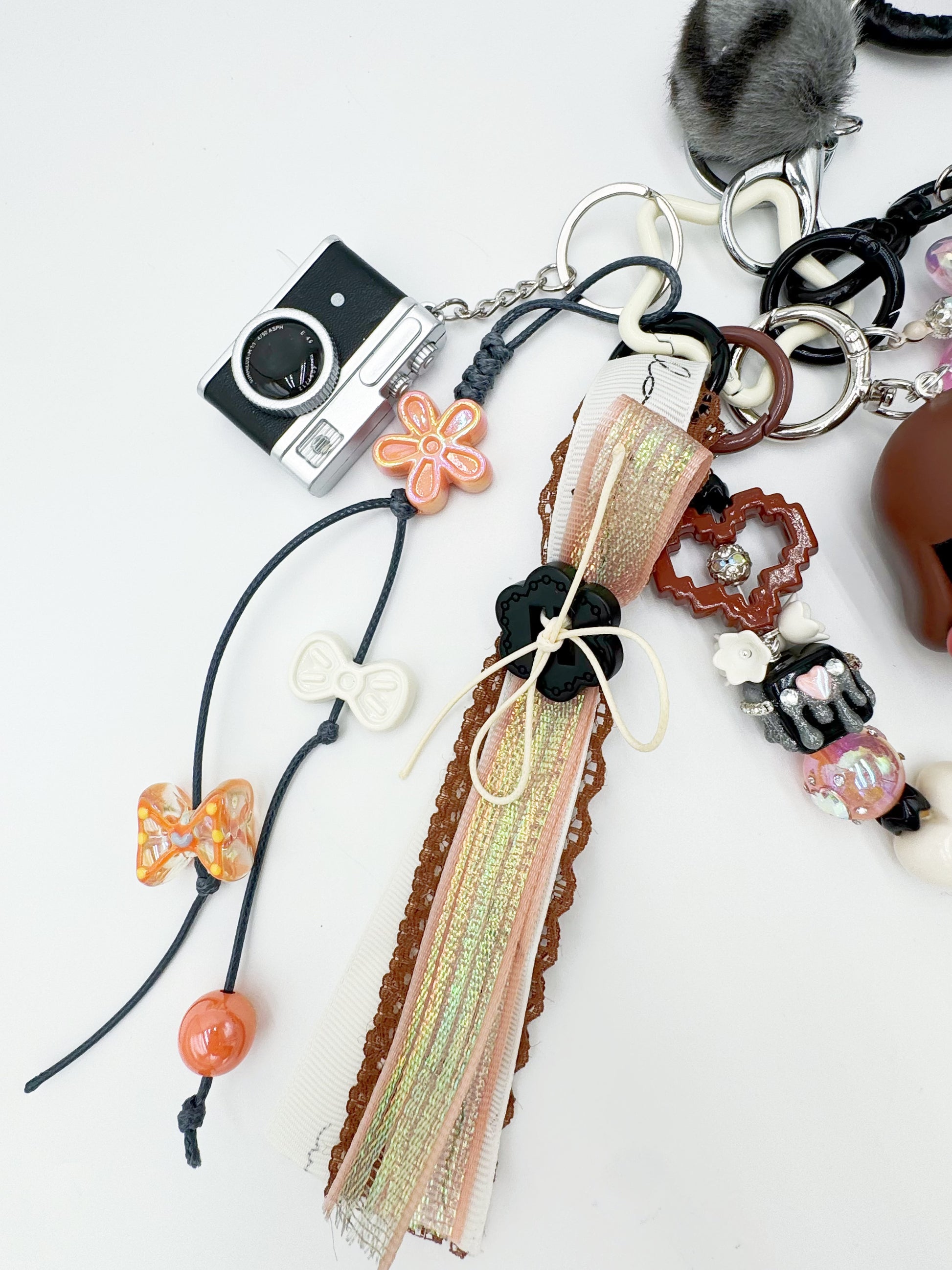 Handmade Authentic POP MART Cry Baby beaded bag charm and keychain rhinestone accents