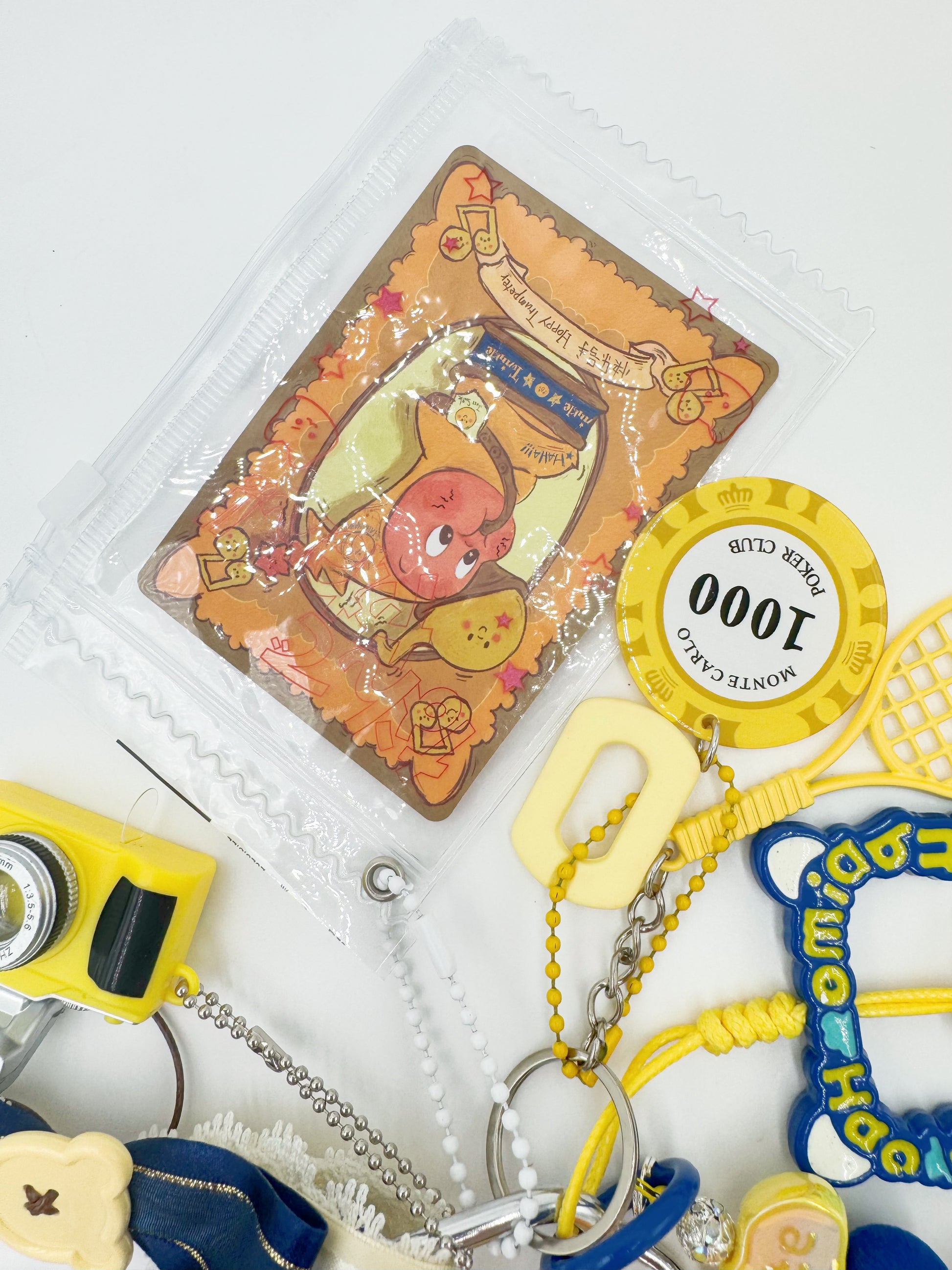 Handmade Authentic POP MART beaded bag charm and keychain rhinestone accents