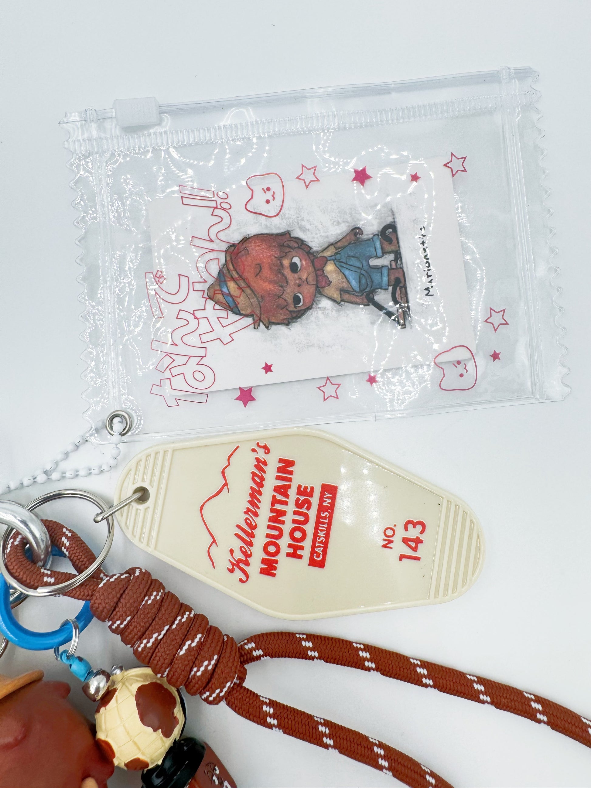 Handmade Authentic POP MART Hirono beaded bag charm and keychain rhinestone accents