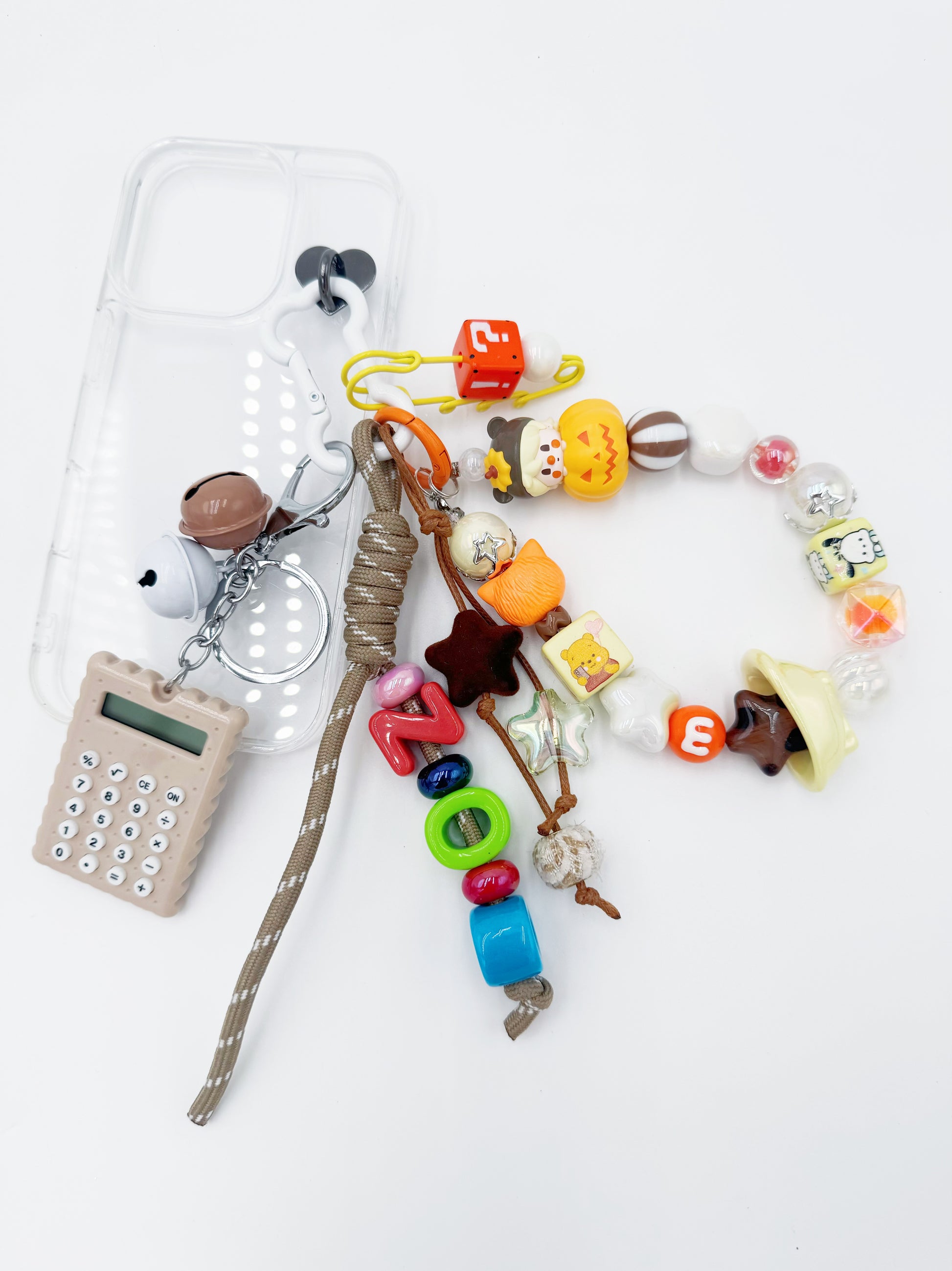 handmade Authentic Pop Mart mini figure Sweetbean phone charm keychain rhinestone accents
