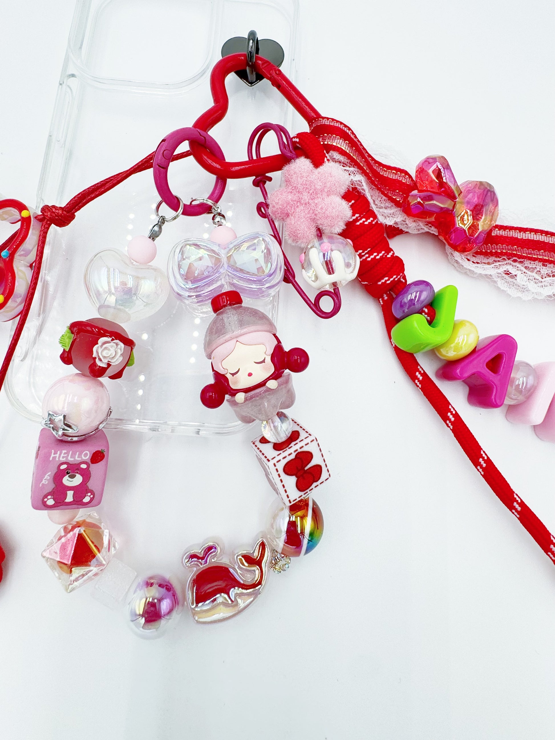 handmade Authentic POP MART mini figure Skullpanda phone charms rhinestone accents